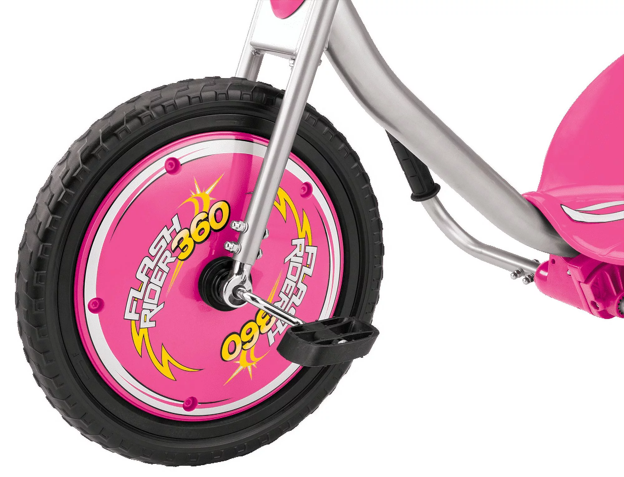 Razor FlashRider 360 Tricycle with Sparks – Pink, 16″ Front Wheel, Welded Steel Frame Trike, Ride-On Toy for Kids Ages 6 and Up, Unisex