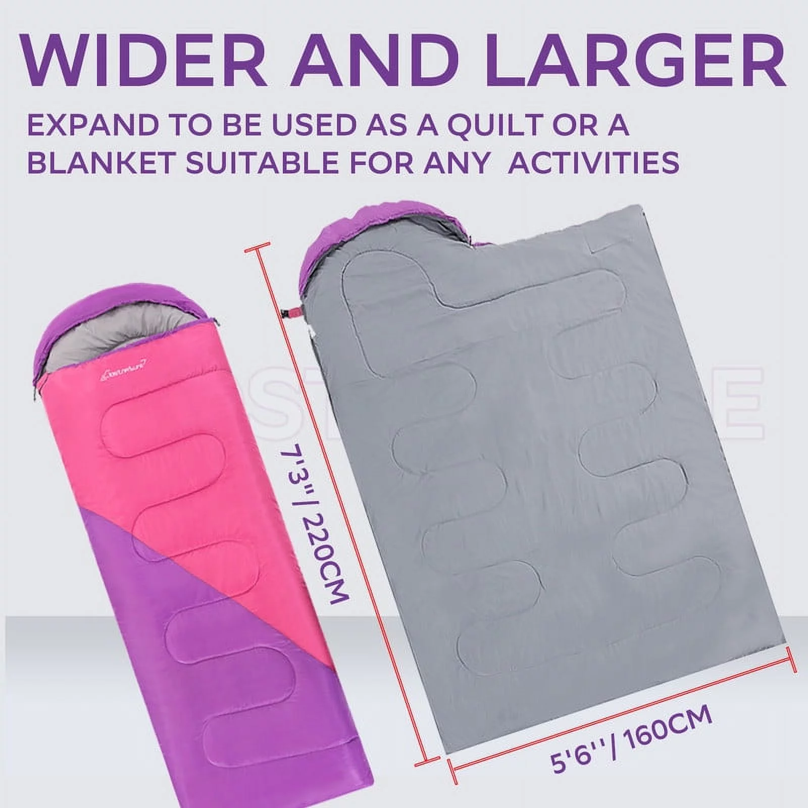 Clostnature Sleeping Bag for Adults and Kids,Backpacking Sleeping Bag for Cold Weather(Left Zipper)