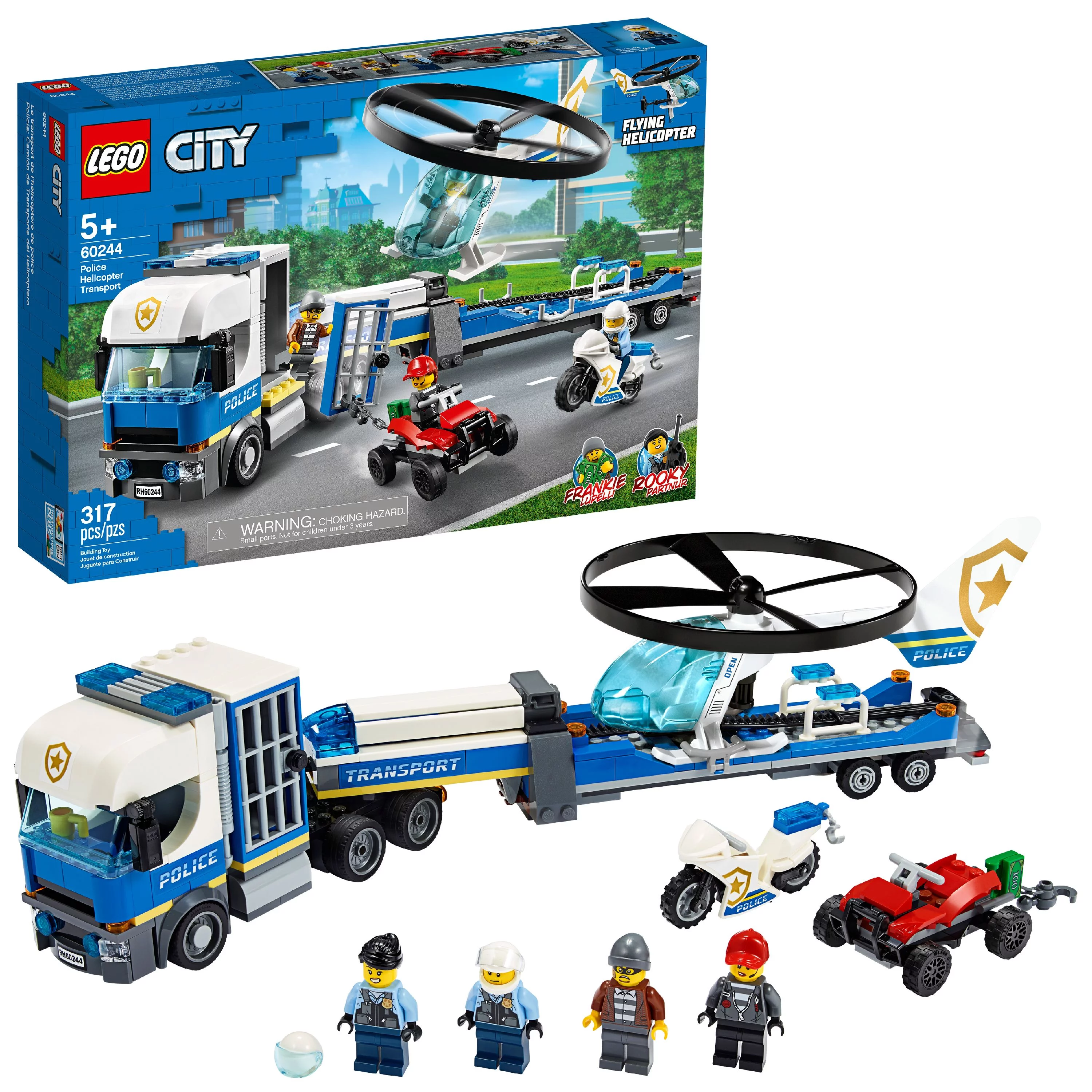 LEGO City Police Helicopter Transport 60244 Building Set for Kids (317 Pieces)