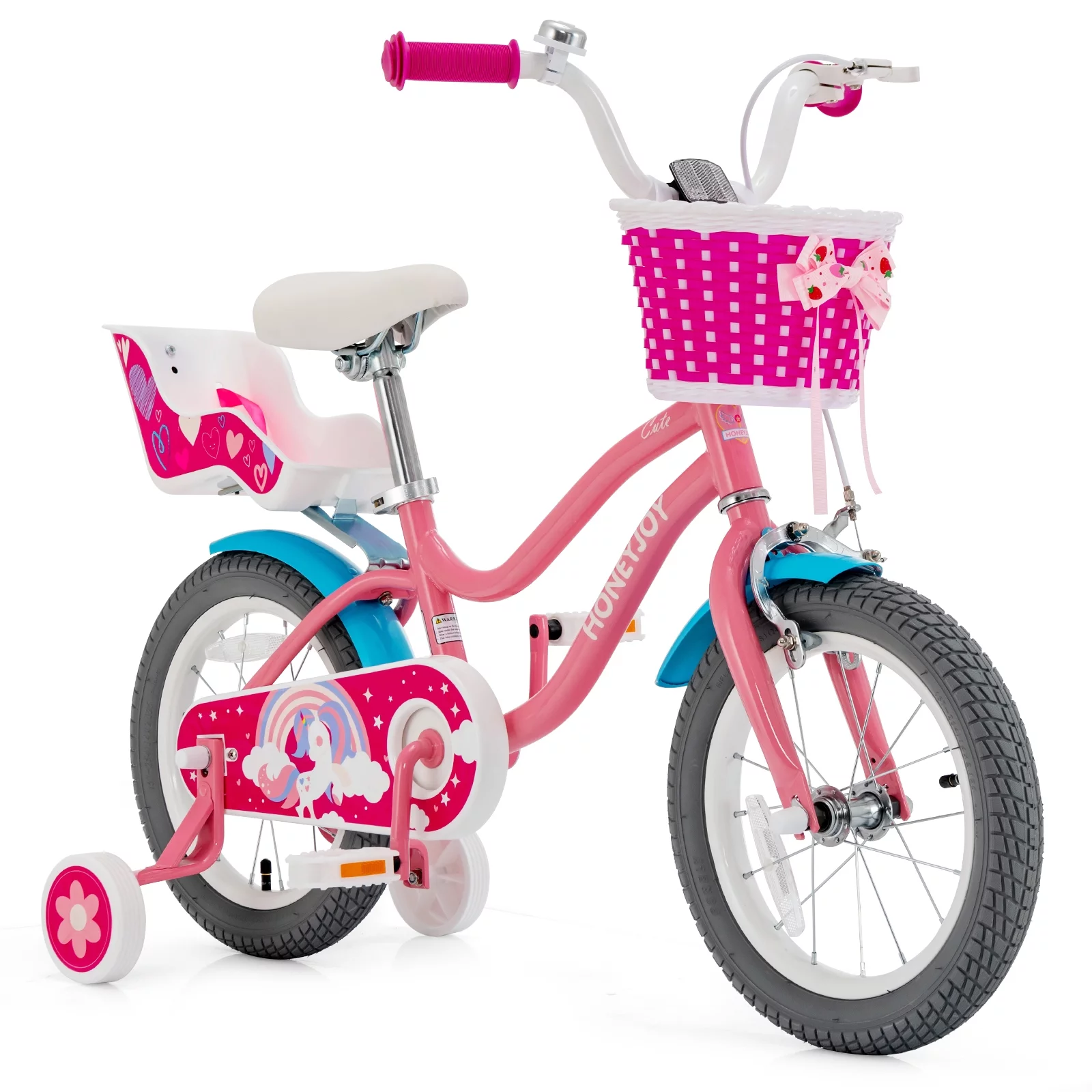 Infans 14 Inches Kids Bicycle w/Training Wheels & Basket for Boys & Girls Age 3-5 Years