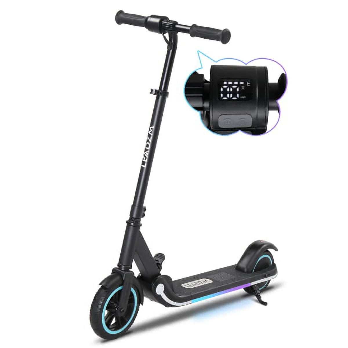 M2 PRO Electric Scooter for Kids Aged 6-14, Hub Motor Max Speed 9.3 mph Ride Range 5 miles, Kids Scooter with 3 Flashing LEDs, Black