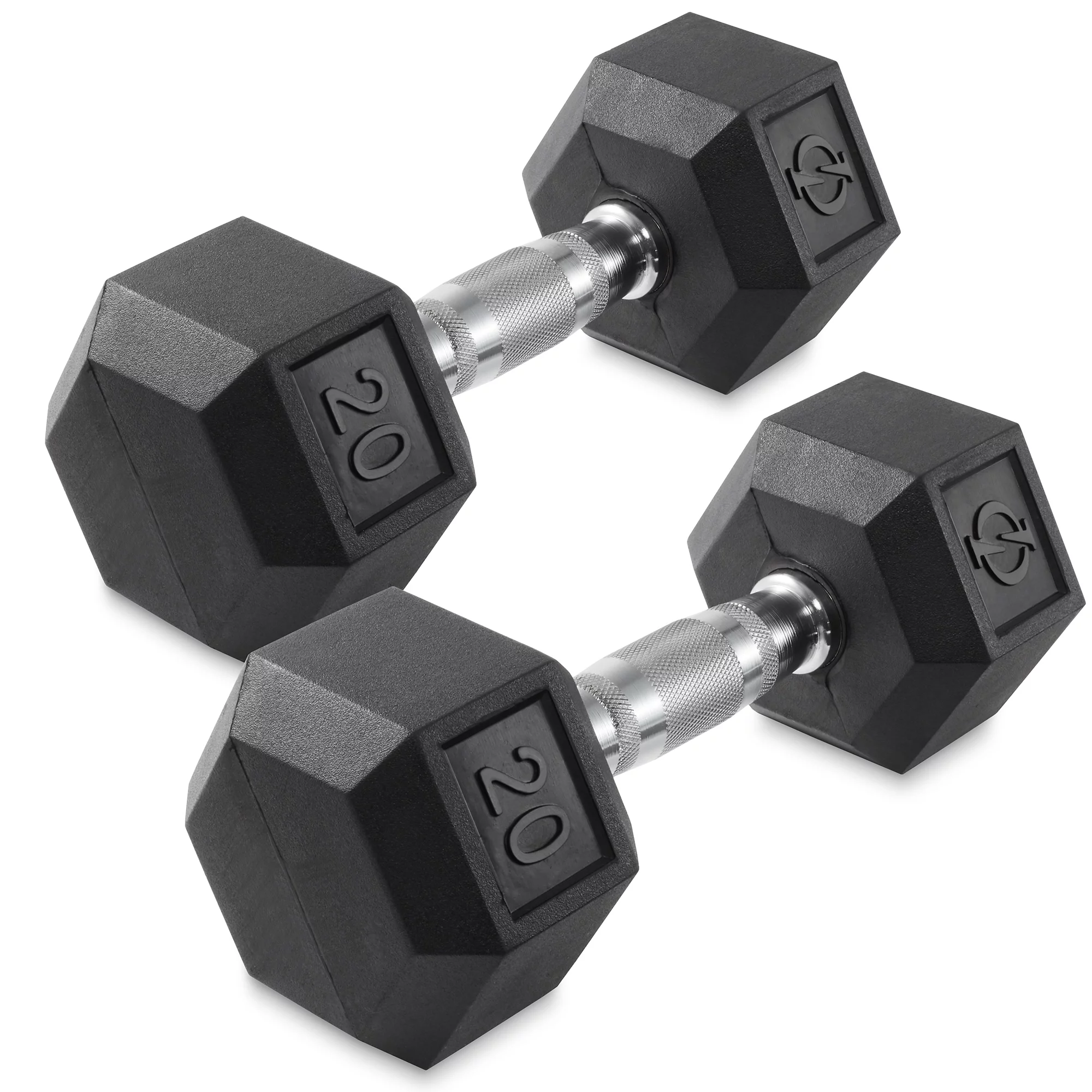 Philosophy Gym Rubber Coated Hex Dumbbell Hand Weights, 45 lb Pair