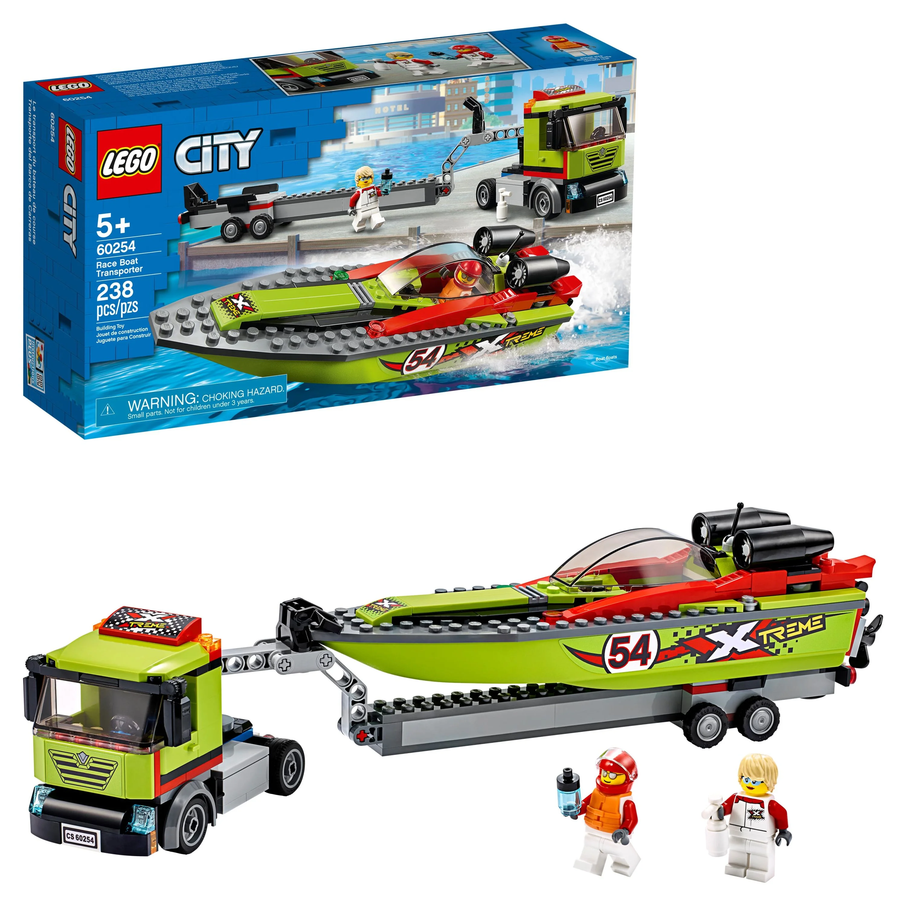 LEGO City Race Boat Transporter 60254 Vehicle Building Set for Kids (238 Pieces)