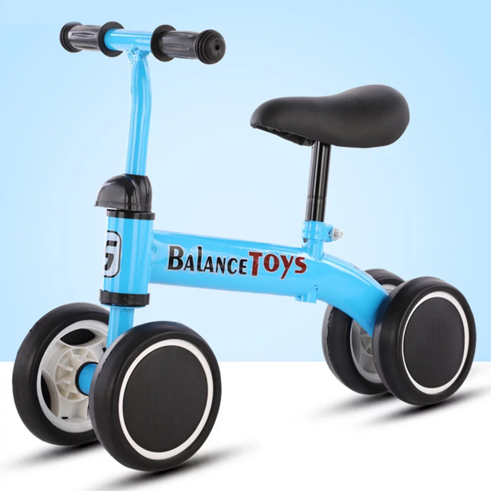 1pc Balance Bike 4 Wheels Balance Walking Studying Balance Car for Toddlers Kids (Blue)