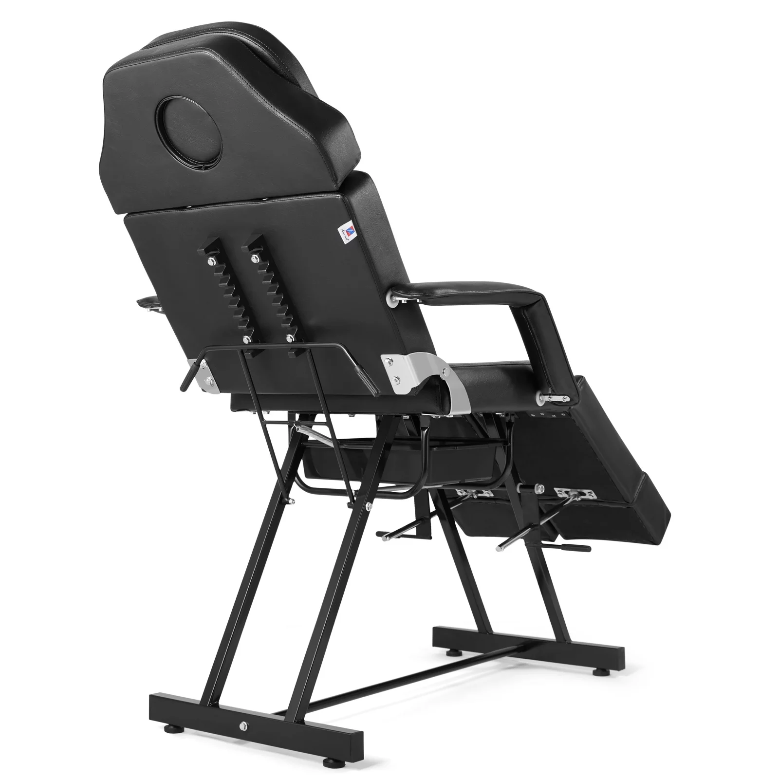 Artist Hand Recliner Massage Table Adjustable Facial Lash Bed Tattoo Salon Chair with Tray, Split Footrests (Black)