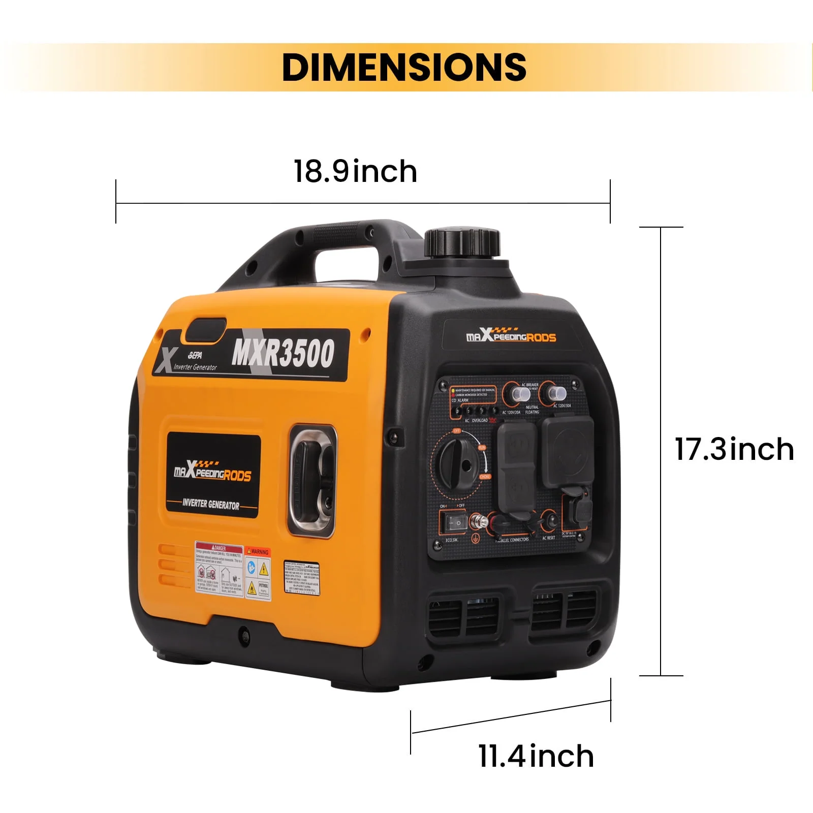 Portable Inverter Generator 3500W Ultralight Electric Start Outdoor Camping Motorhome Caravan Petrol Gasoline Power Equipment