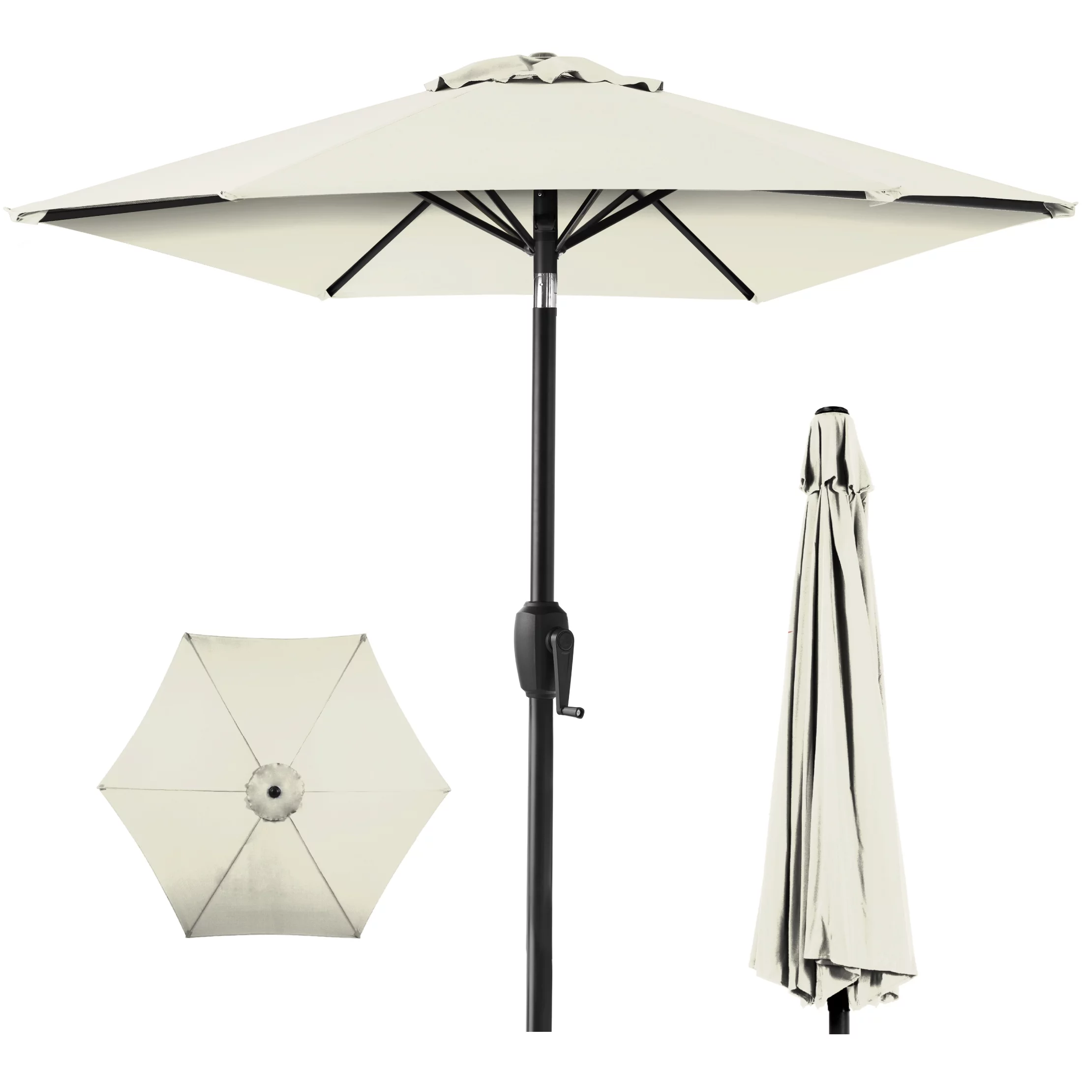 Best Choice Products 7.5ft Heavy-Duty Outdoor Market Patio Umbrella w/ Push Button Tilt, Easy Crank, Tan