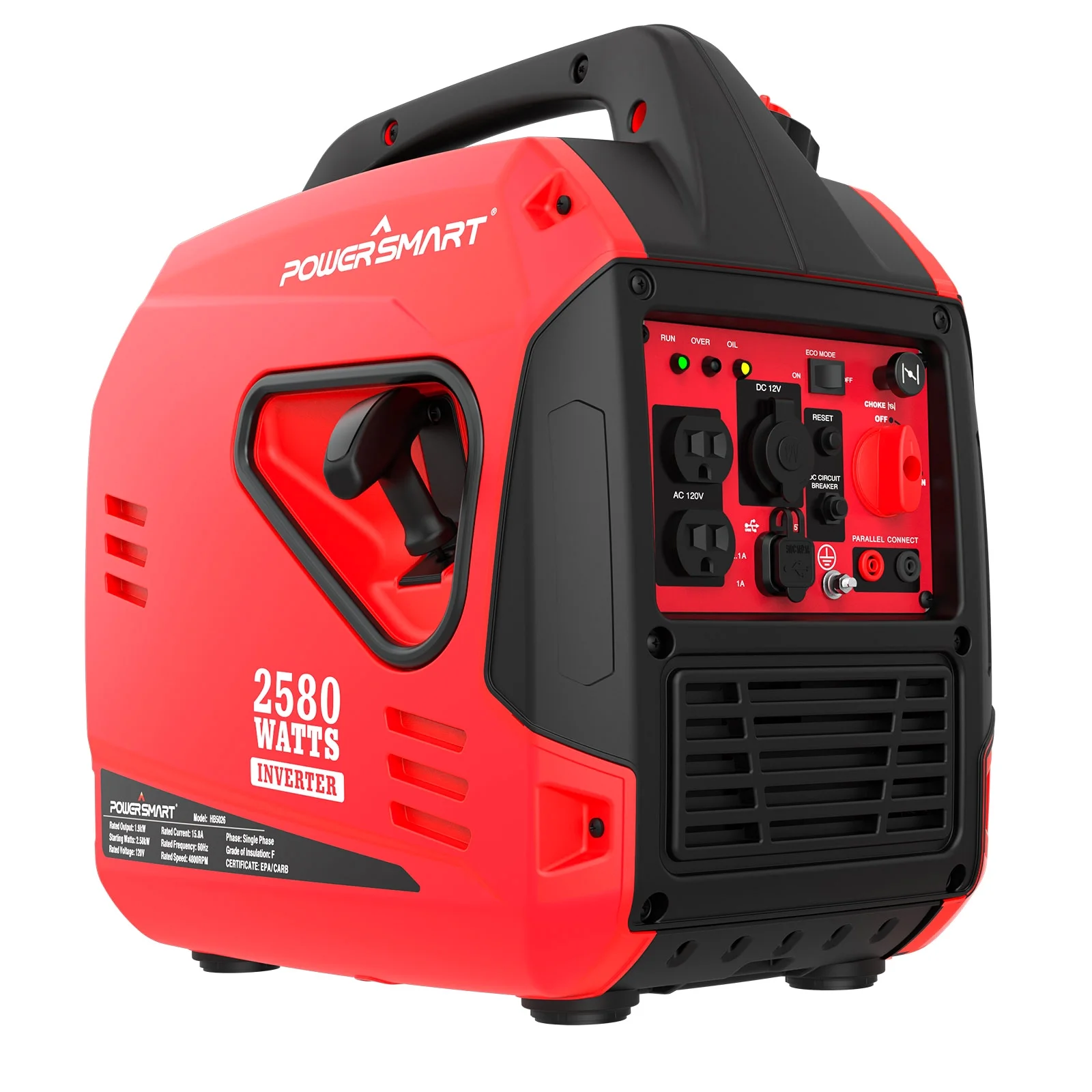 Gas Powered Inverter Generator 2580W Portable with USB Outlet & Parallel Kit Terminal