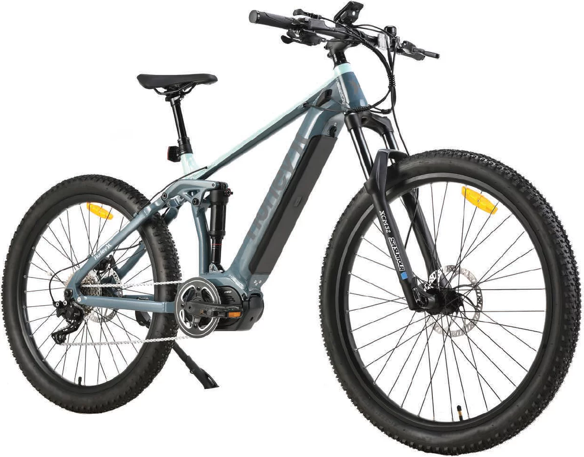 Hurley Bikes Riptide 19-inch Dual Suspension E-Mountain Bike, Green