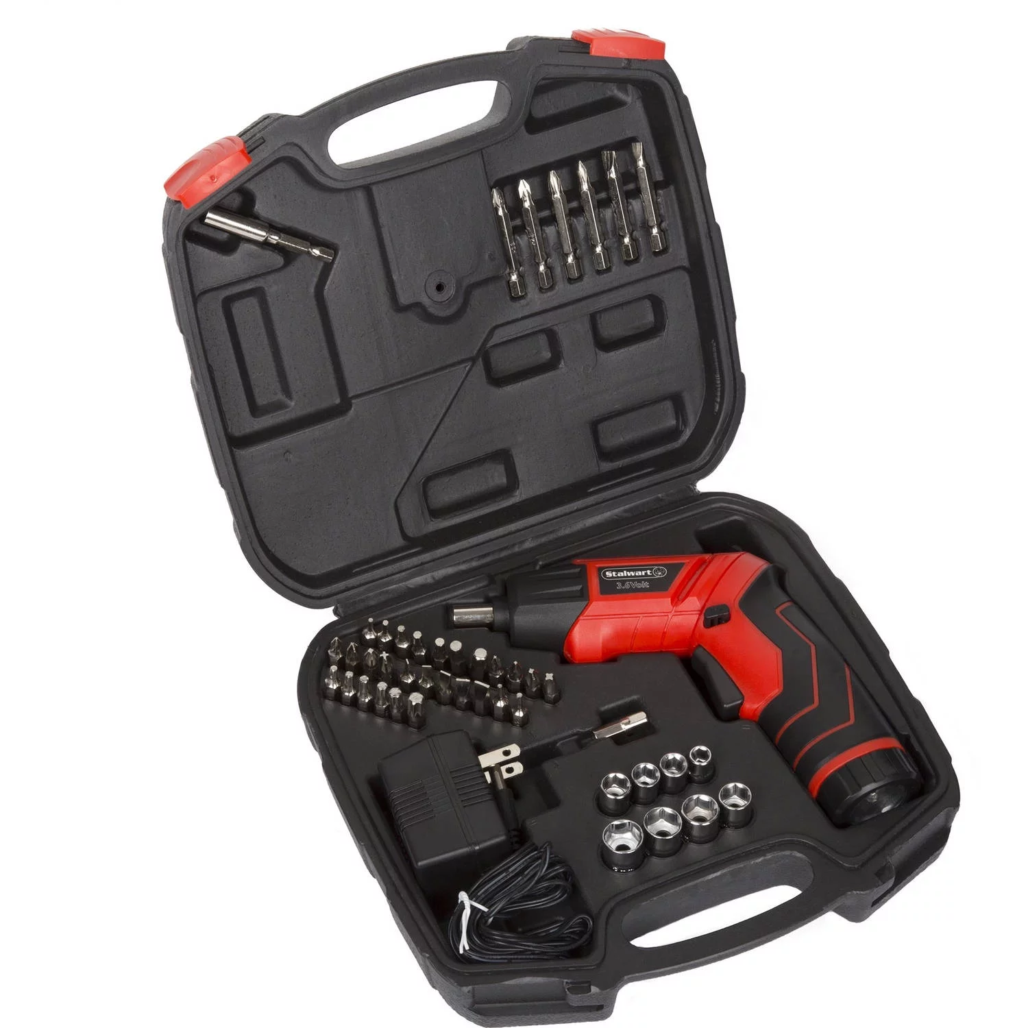 Stalwart 45-Piece Pivoting 3.6V Cordless Electric Screwdriver Kit with Case