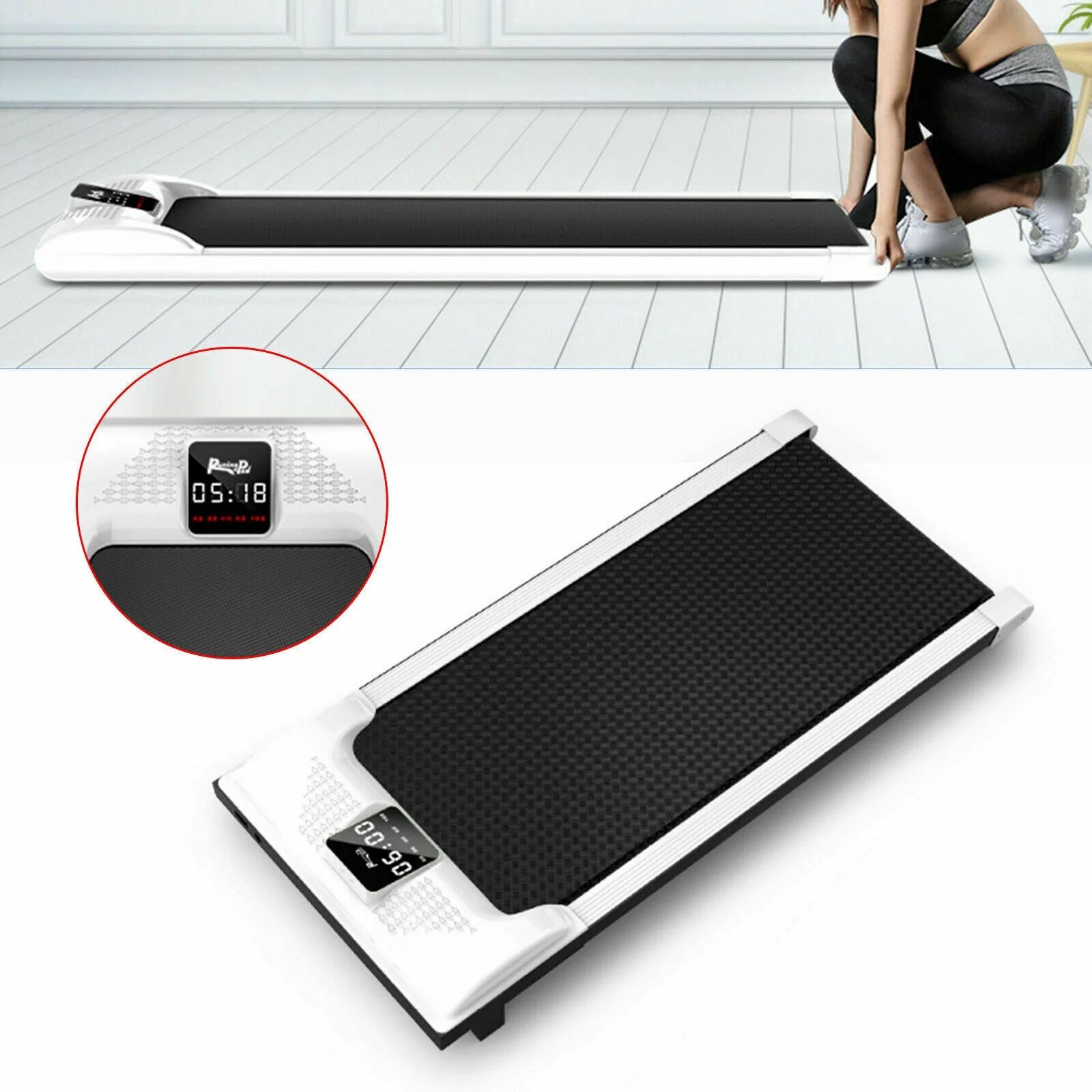 Miumaeov Portable Electric Walking Pad Treadmill Fitness LCD Display Home 0.5HP 1-6KM/Hour