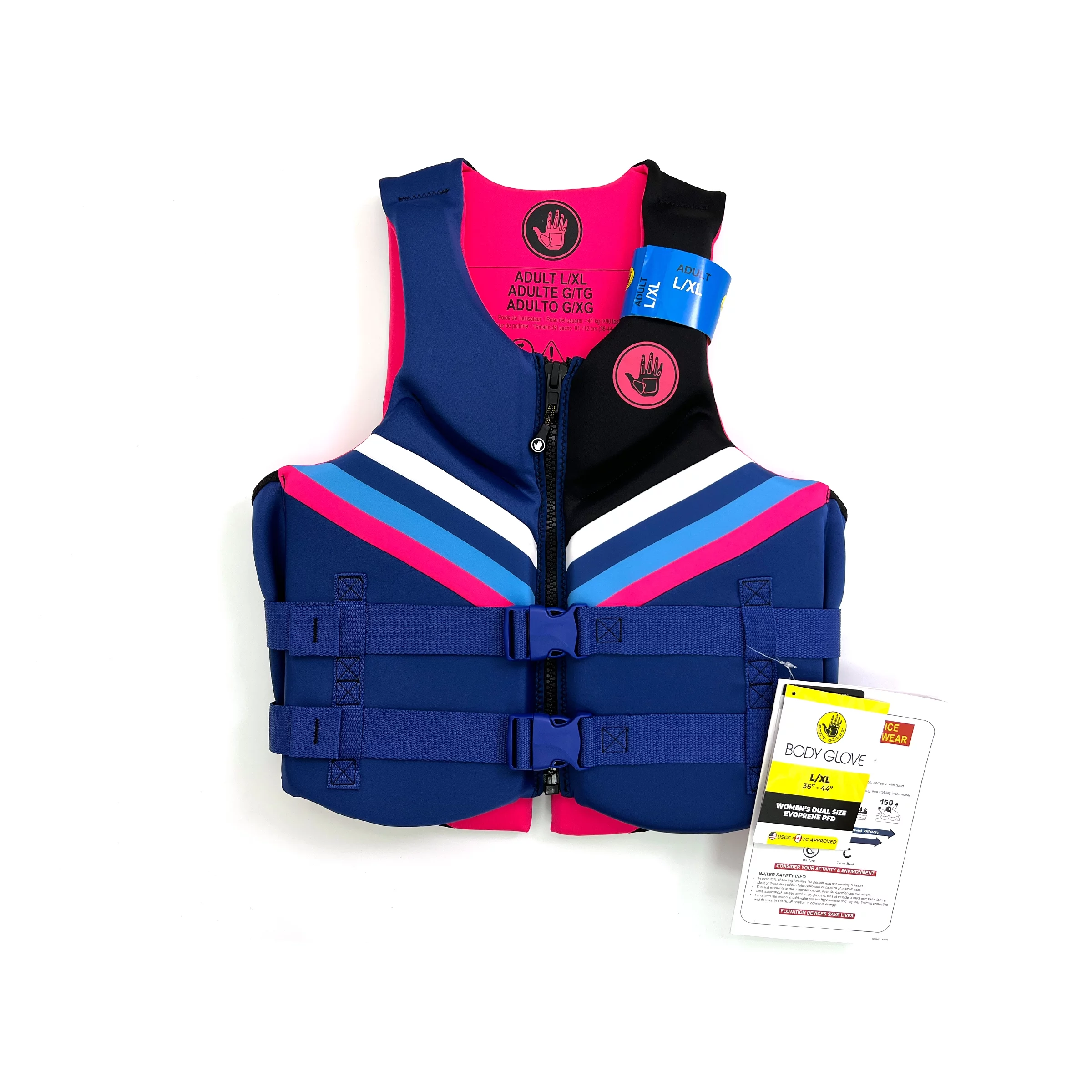 Body Glove Women’s Dual-Size Evoprene PFD Life Jacket and Vest Female Small, Medium, Pink