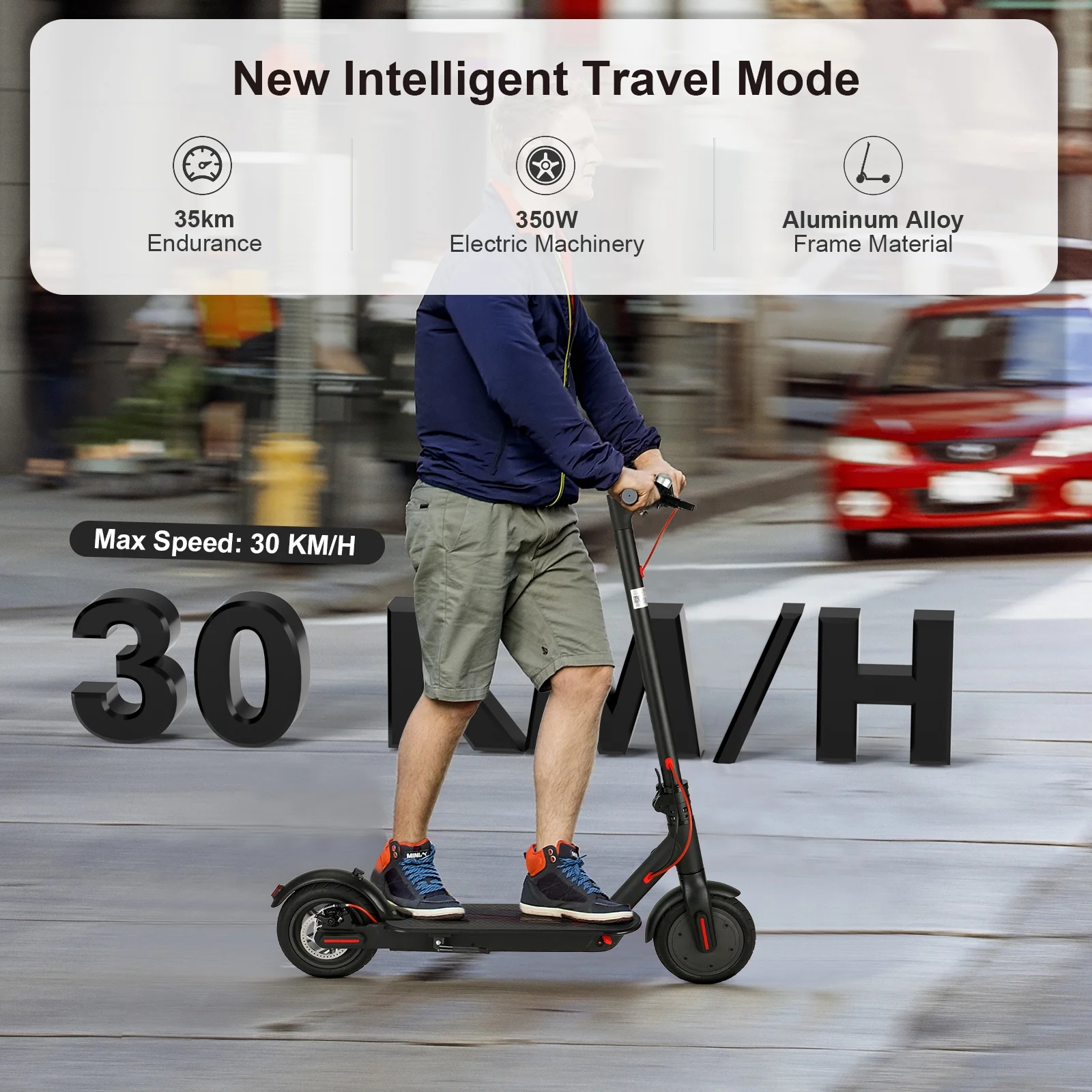 8.5″ Folding Electric Scooter With app 350W 35KM Range 35km/h City Commute