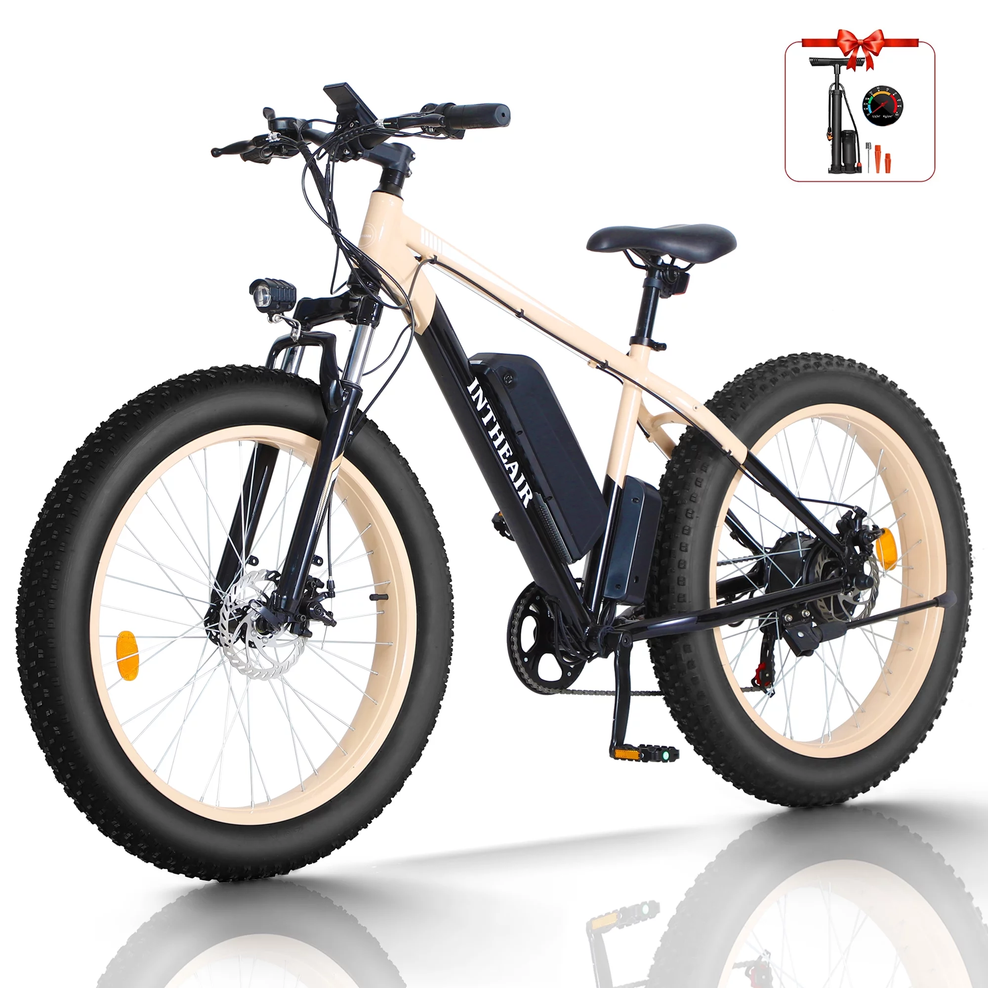 INTHEAIR I7 Electric Bike 26″ 4″ Fat Tire ebike for Adults 500W Motor Electric Mountain Bicycles 48V 13Ah Battery Shimano 7-Speed Fatbike