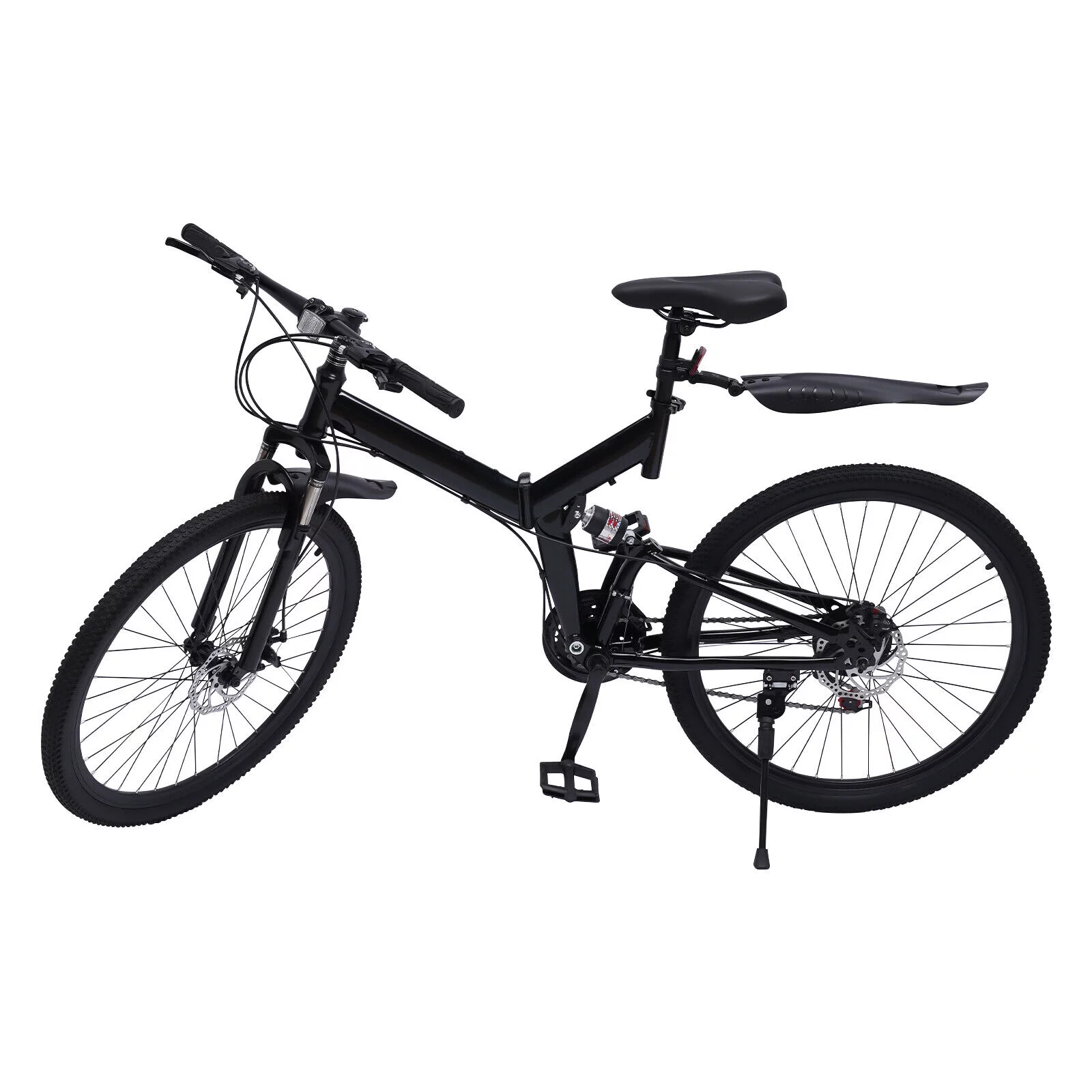 Miumaeov 26″ Mountain Bike with 21 Speed Folding Mountain Bike Bicycle Carbon Steel Adults Foldable Bike Double V Brake Foldable City Cycling Bicycle Maximum Load Capacity 330lbs Black