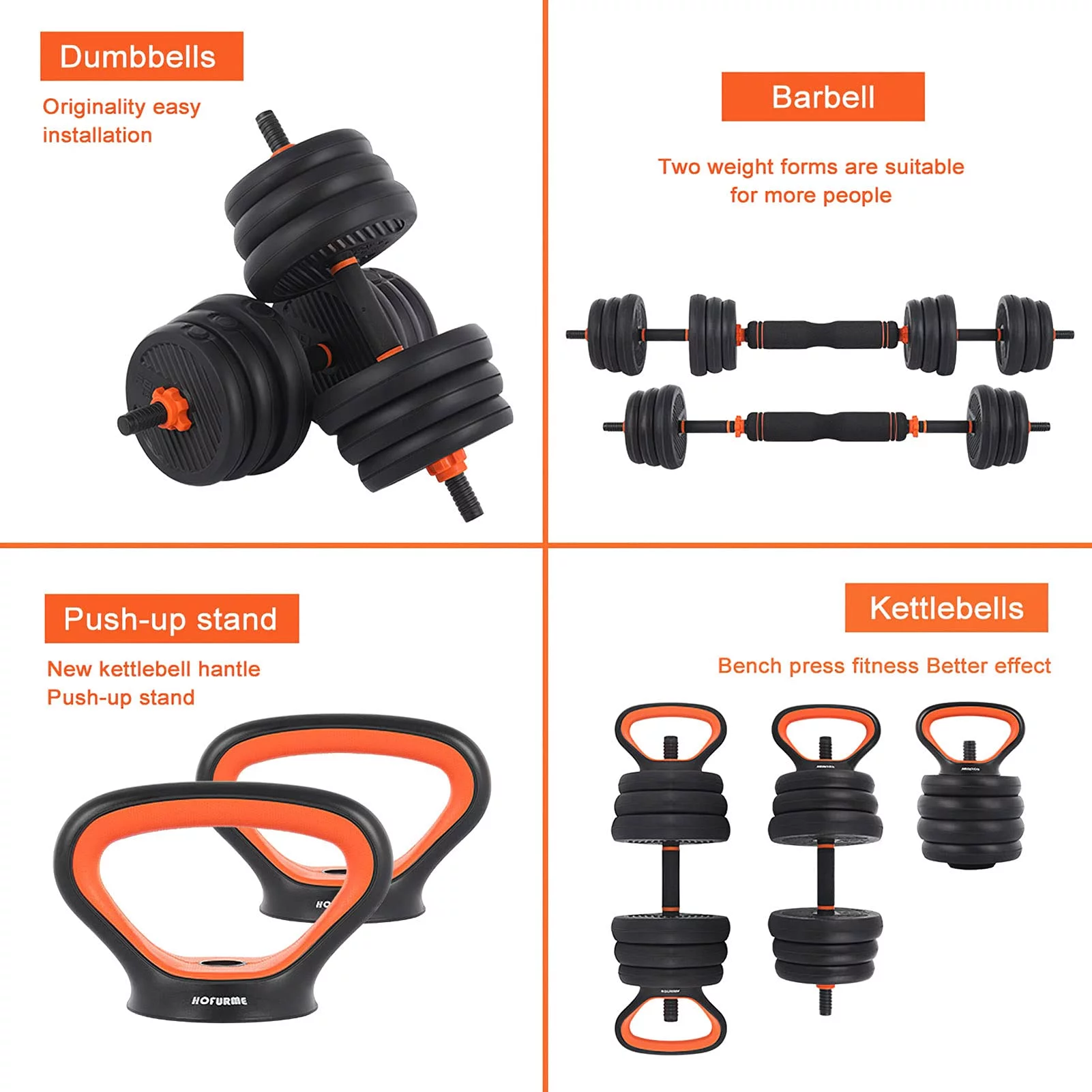 77 lbs Adjustable Weights Dumbbell Set, Portable Interchangeable Dumbbell, Barbell, Kettlebell Set