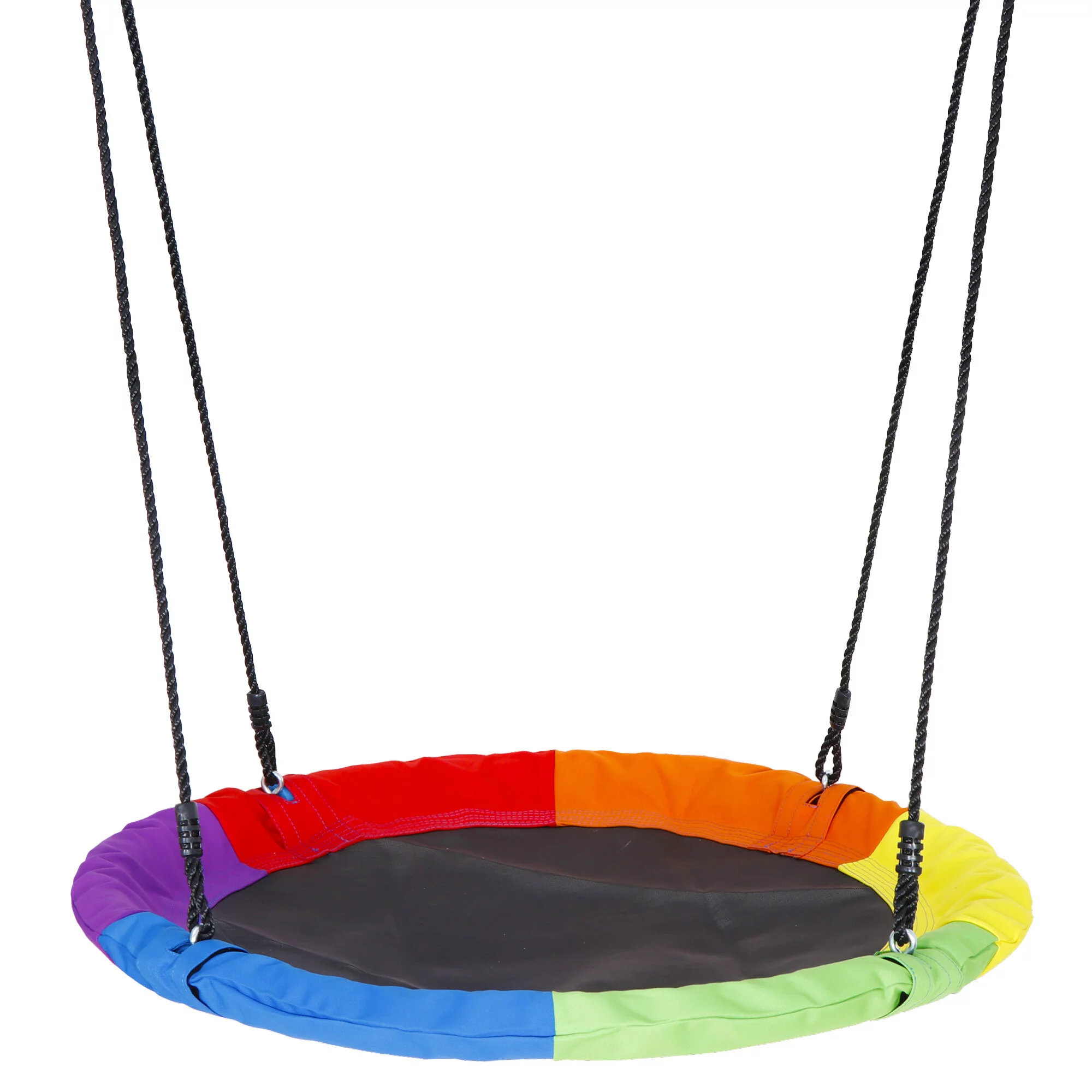 ZENY 40″ Kids Rainbow Web Tree Saucer Swing + 72″ Steel Swing Stand Set Combo