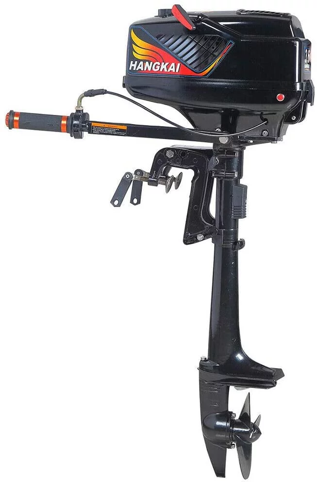 HANGKAI Boat Engine 2 Stroke 3.6HP Heavy Duty Outboard Motor 55CC Fishing Boat Engine with Water Cooling System CDI