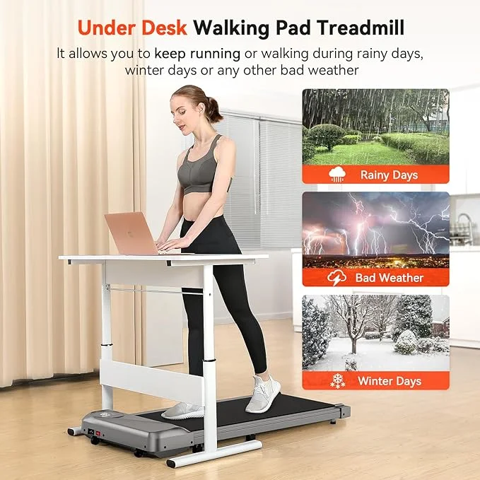 THERUN Walking Pad Treadmill Under Desk with 265 lbs Weight Capacity Remote Control LED Display Needed Portable Mini Treadmill for Home/Office, Walking Pad Treadmill 2.5HP, Walking Jogging Machine