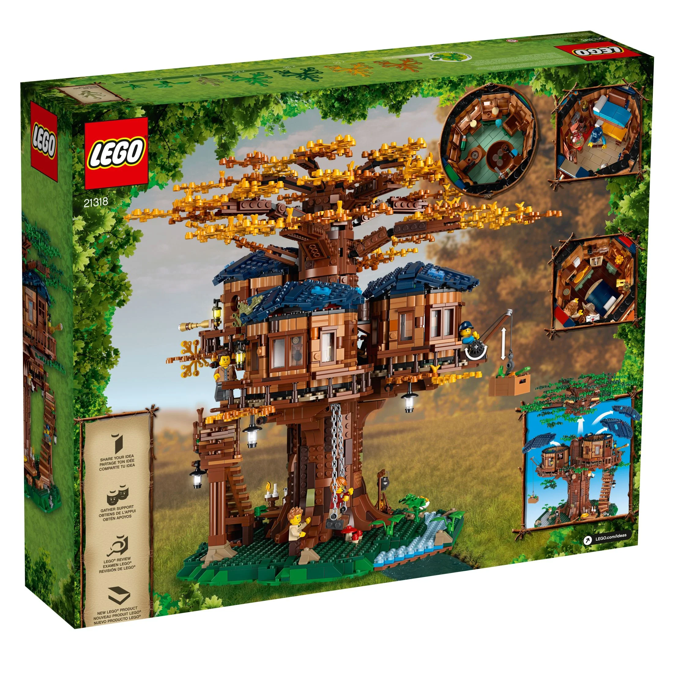 LEGO Ideas Tree House 21318, Model Construction Set for 16 Plus Year Olds with 3 Cabins, Interchangeable Leaves, Minifigures and a Bird Figure