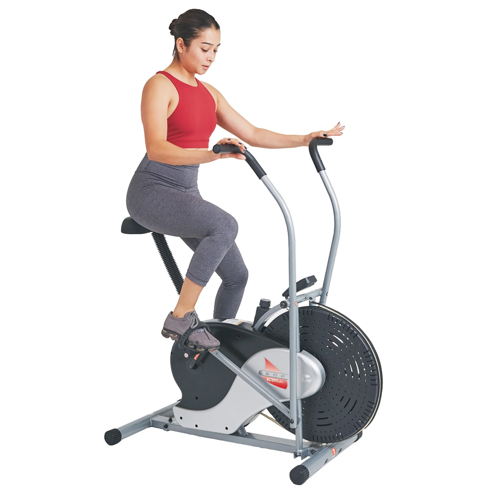 Body Rider Exercise Upright Stationary Fan Bike with Updated Softer and Adjustable Seat for Home Gym Cardio BRF700 with 250 lbs Max Weight Capacity