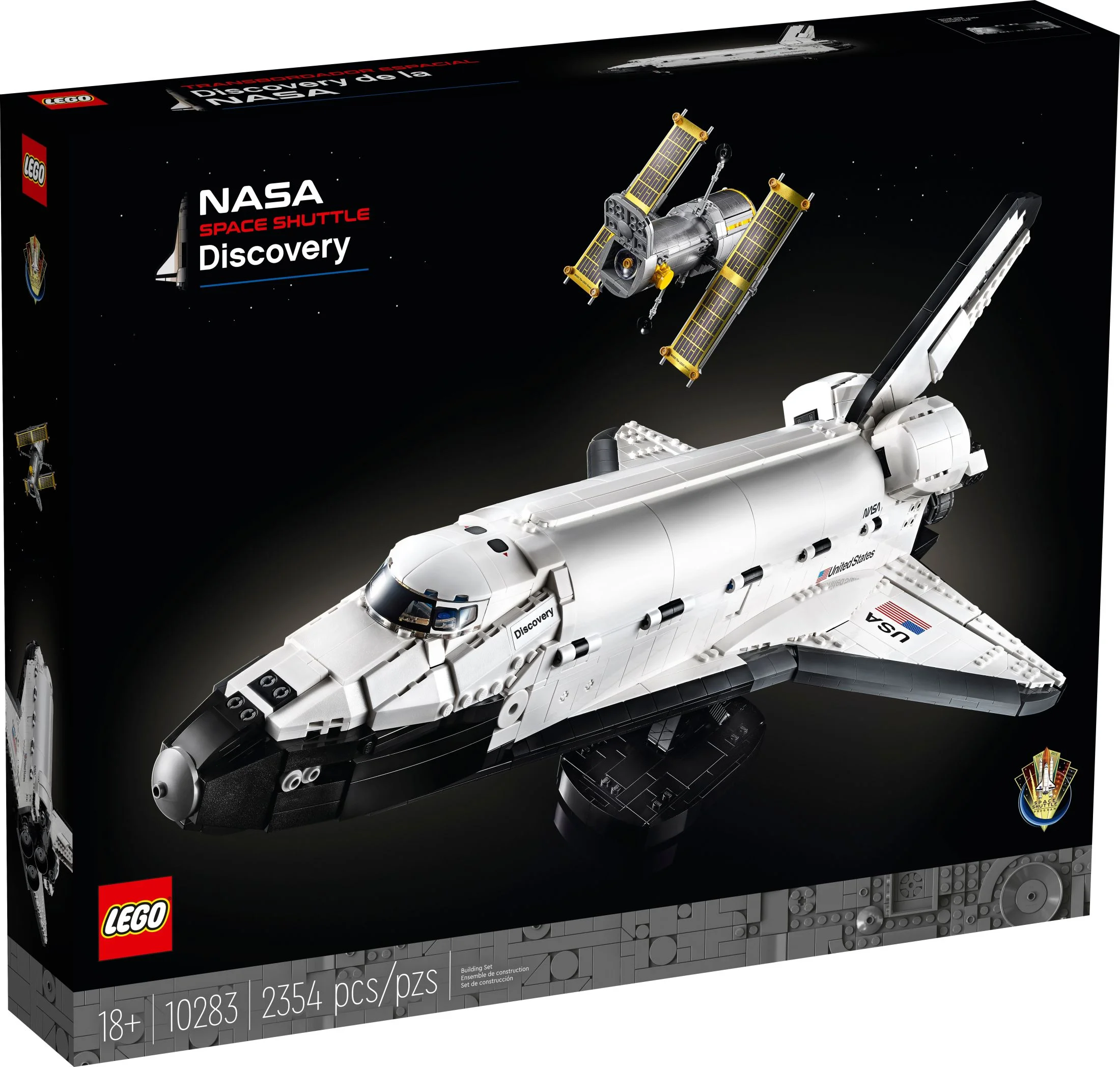 LEGO Icons NASA Space Shuttle Discovery 10283 Model Building Kit for Adults, Spaceship Collection with Hubble Telescope, Space Toy Gift Idea