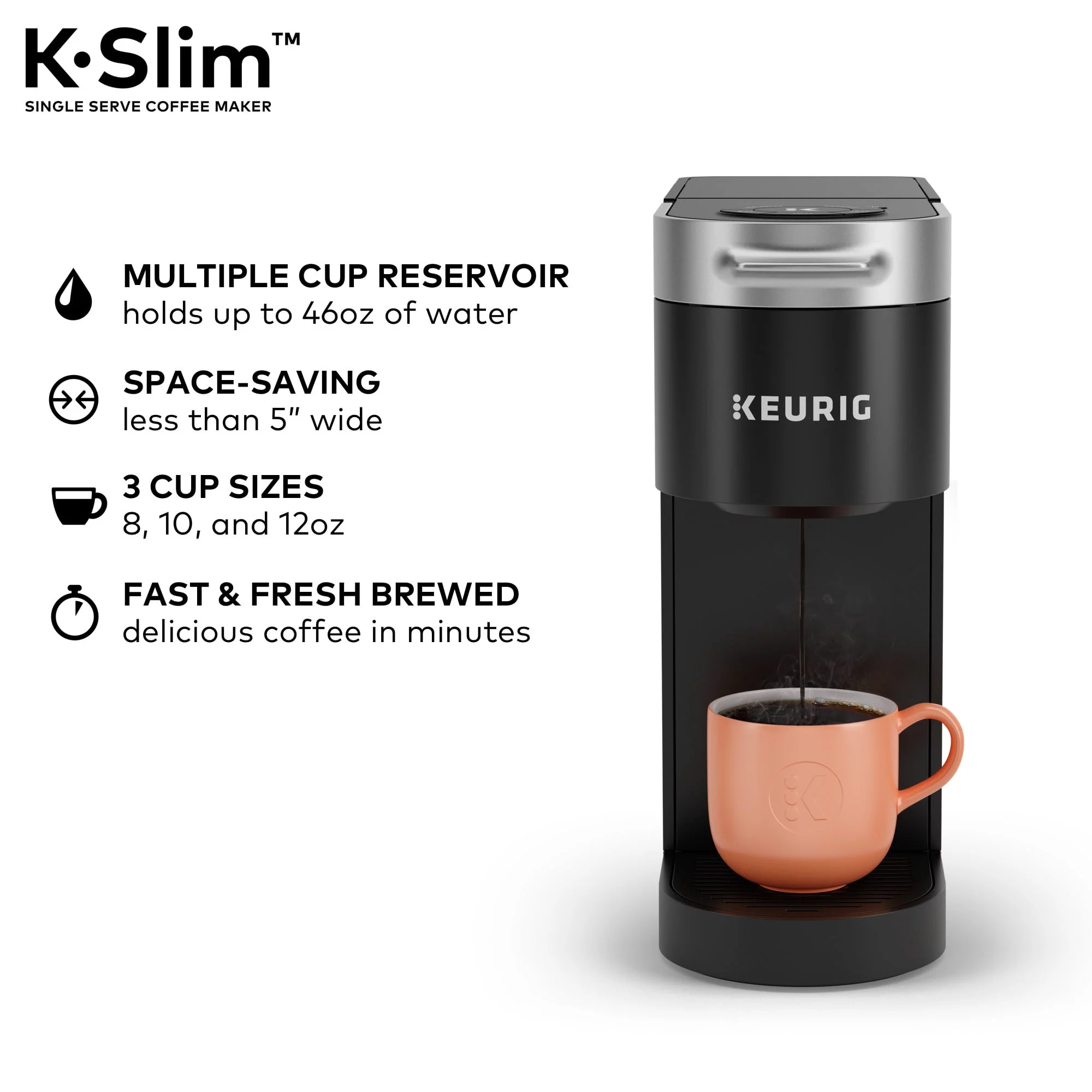 Keurig K- Slim Single Serve K-Cup Pod Coffee Maker, MultiStream Technology, Black