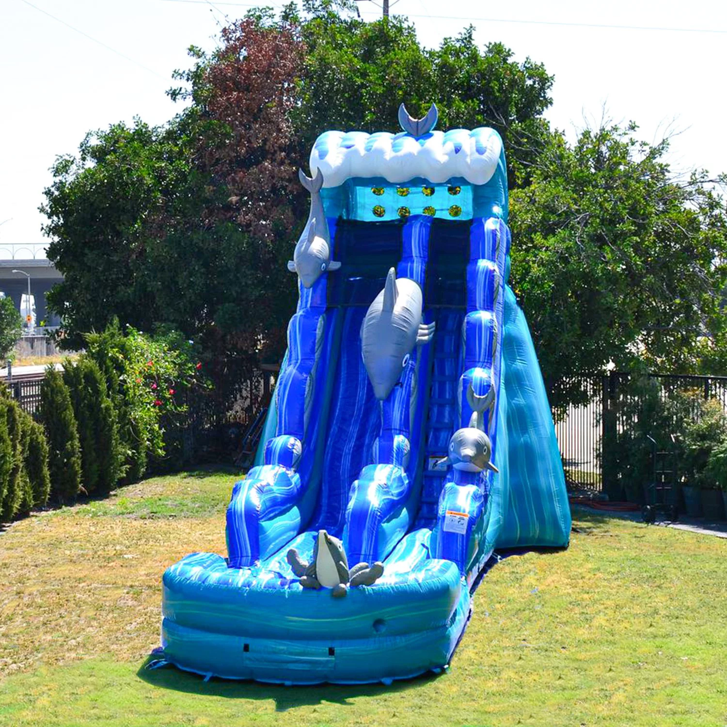 JumpOrange Commercial Grade Water Slide Inflatable with Detachable Pool for Kids and Adults (Includes Blower), Dolphins Theme