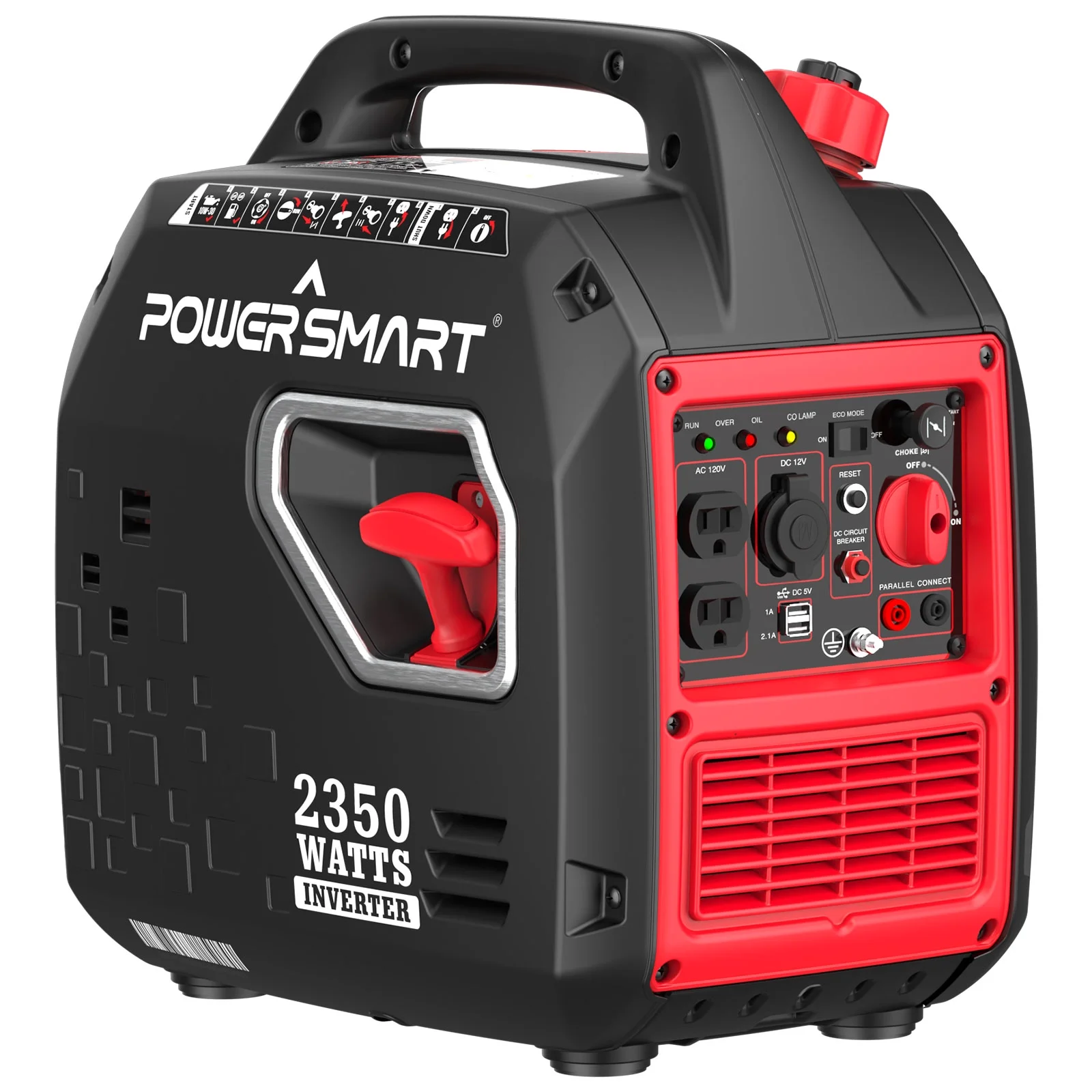 PowerSmart 2350W Portable Inverter Gas Generator .Super Quiet .Low Oil Shutdown, Ultra Lightweight for Camping