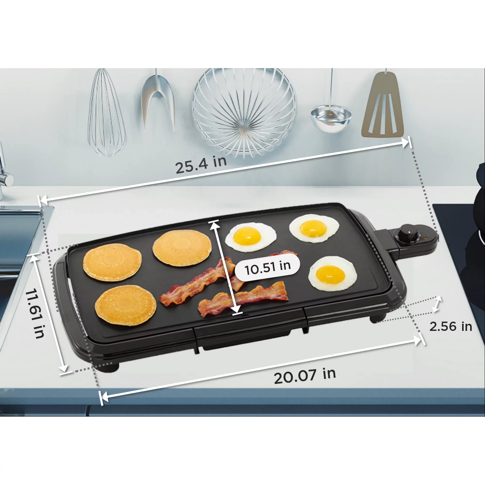 Mainstays Dishwasher-Safe 20″ Black Griddle with Adjustable Temperature Control