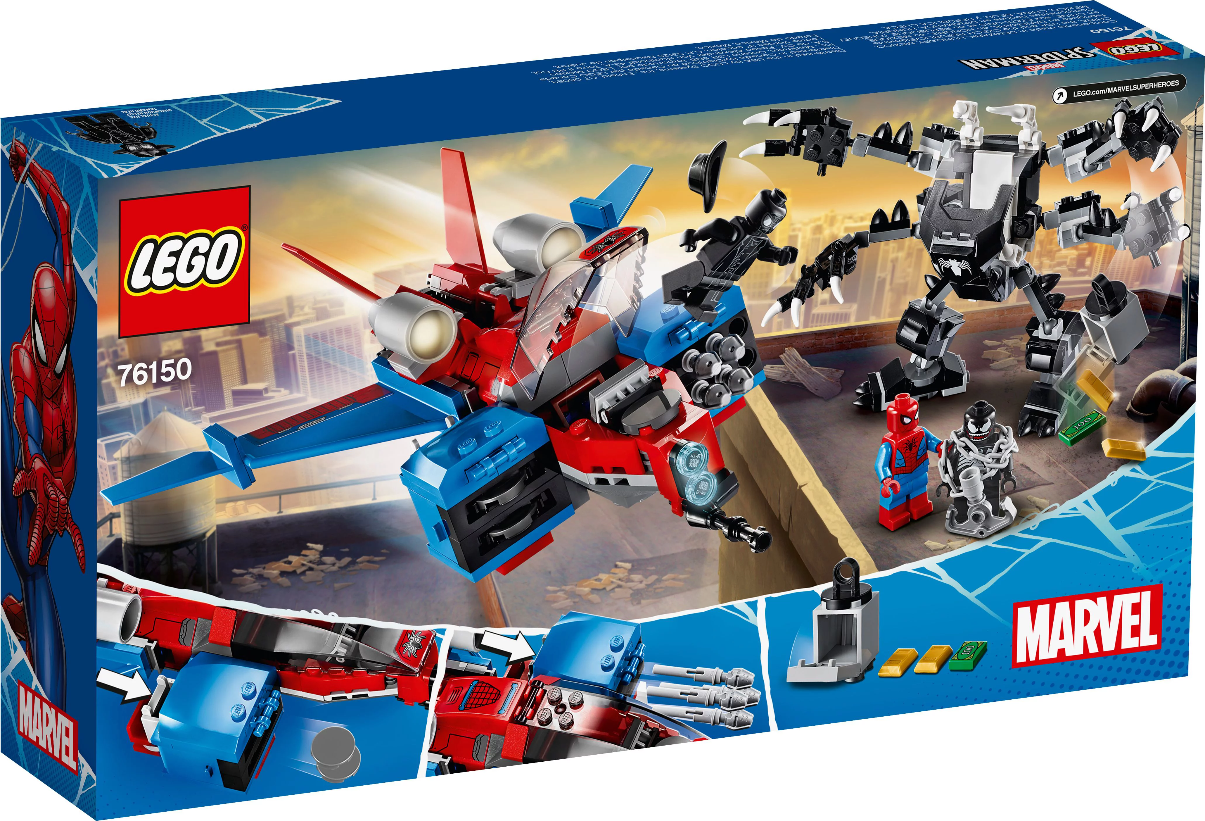 LEGO Marvel Spider-Man Spider-Jet vs Venom Mech 76150 Building Kit with Minifigures, Mech and Plane (371 Pieces)