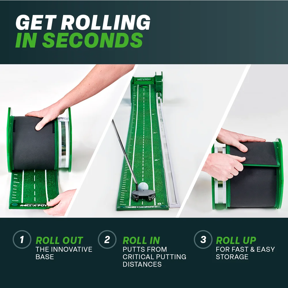 Roll-a-Putt Perfect Practice Putting Mat, 8′, Crystal Velvet Trueroll Technology