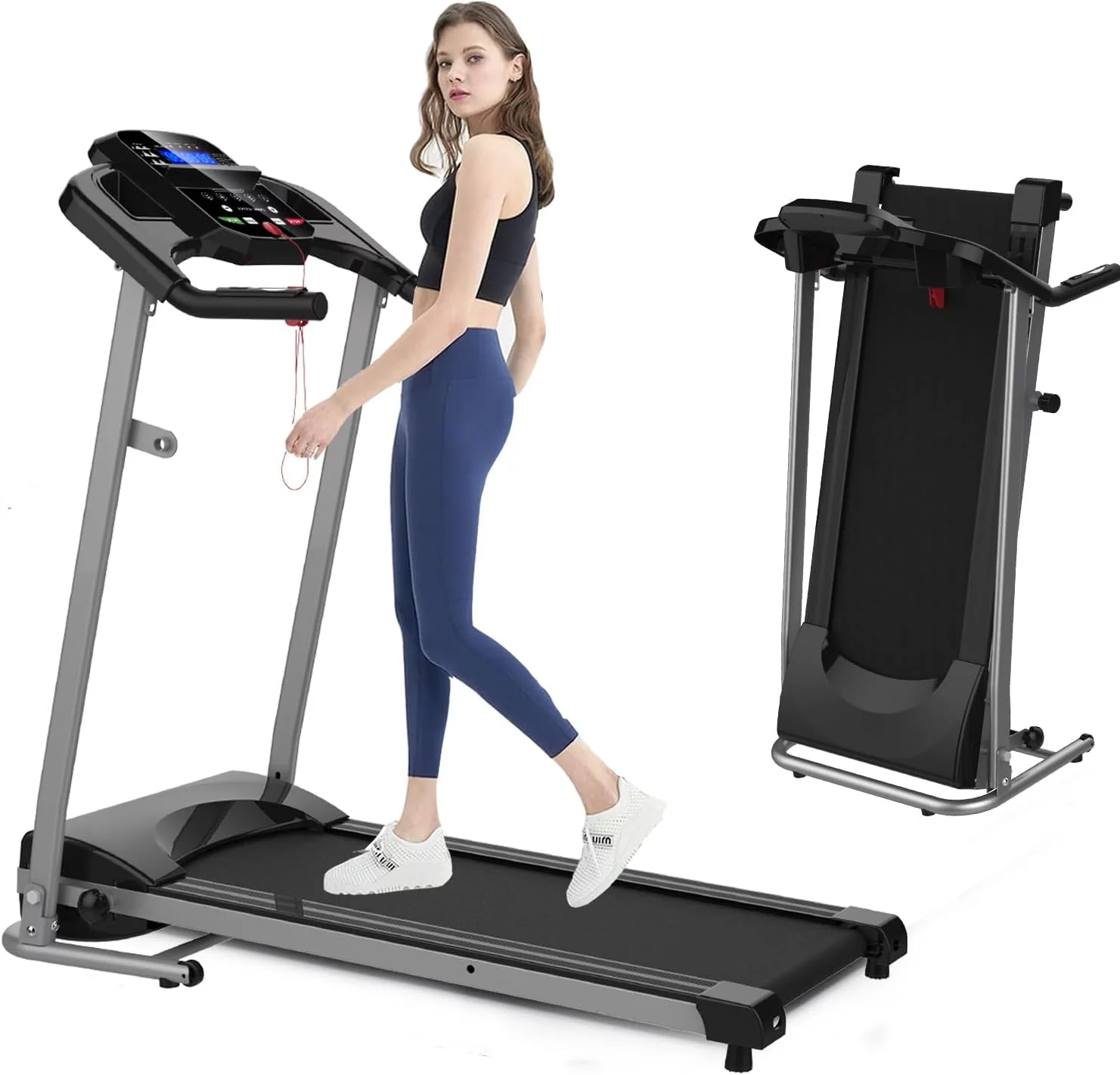 Clearance! Folding Treadmill 2.5HP Superfit Electric Treadmill with MP3 Speake LED Display Running Walking Jogging for Home Office