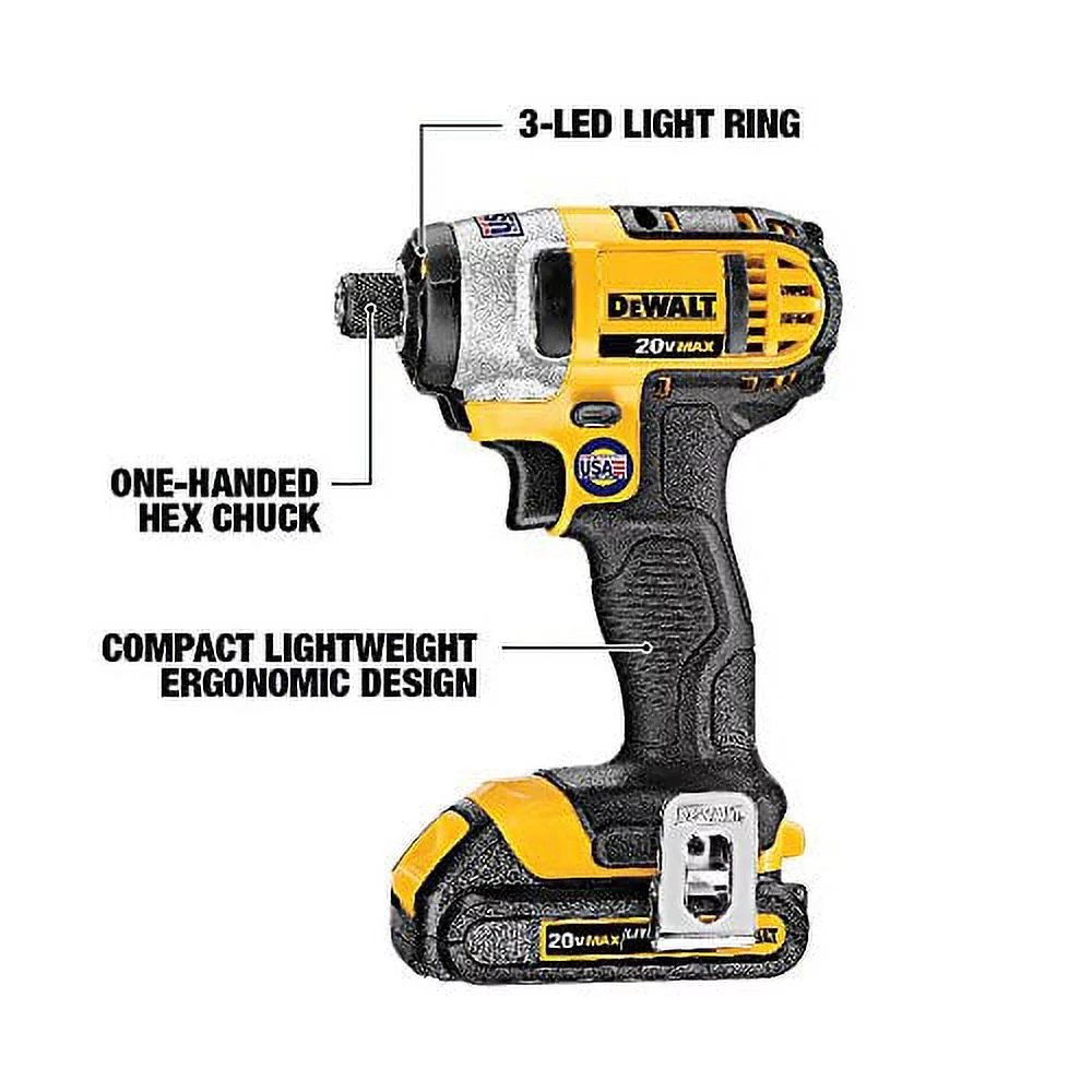 DeWALT® 20V MAX Cordless Drill Driver/Impact Driver Combo Kit 1.3 Ah Lithium Ion