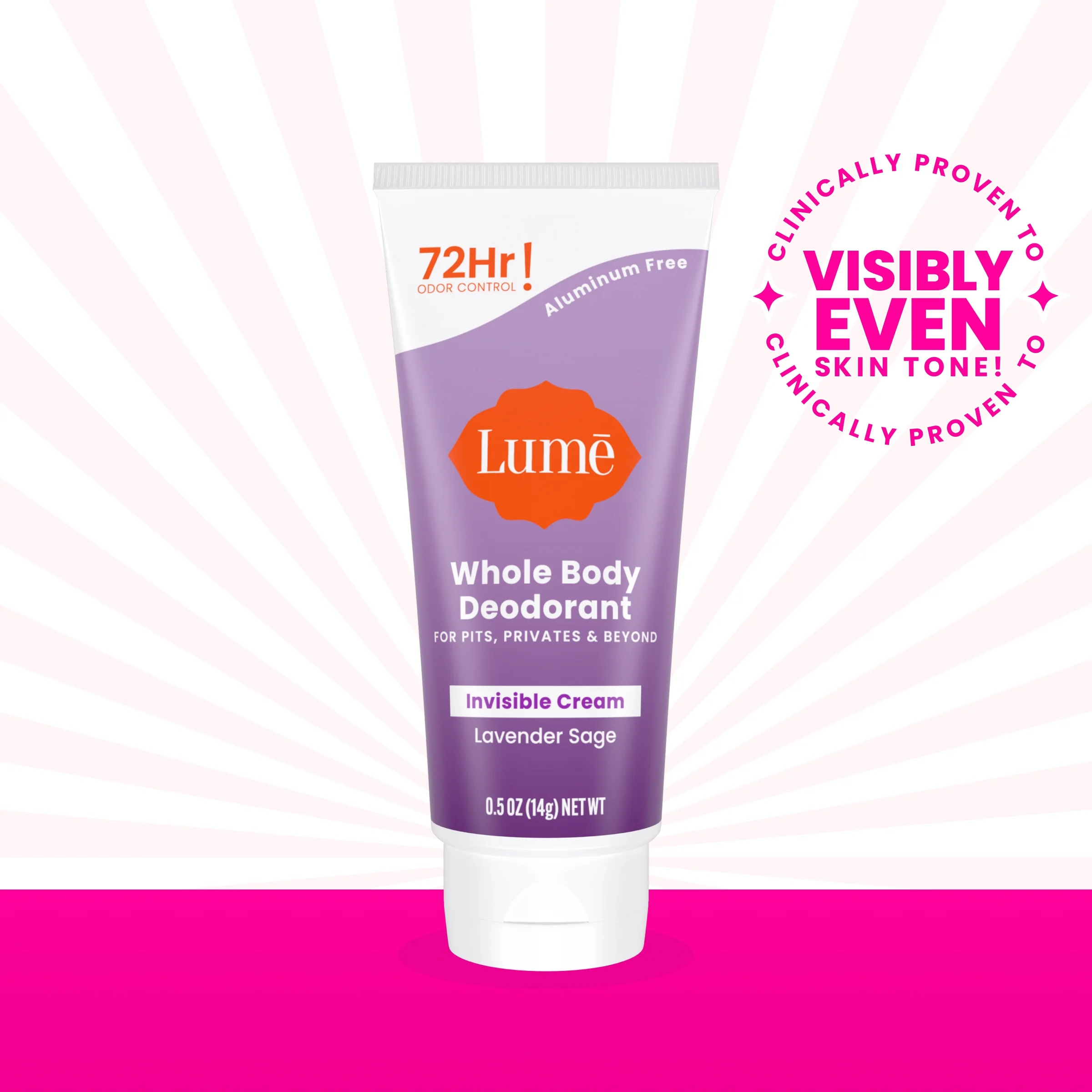 Lume Whole Body Deodorant – Mini Invisible Cream – Lavender Sage – .5oz Tube