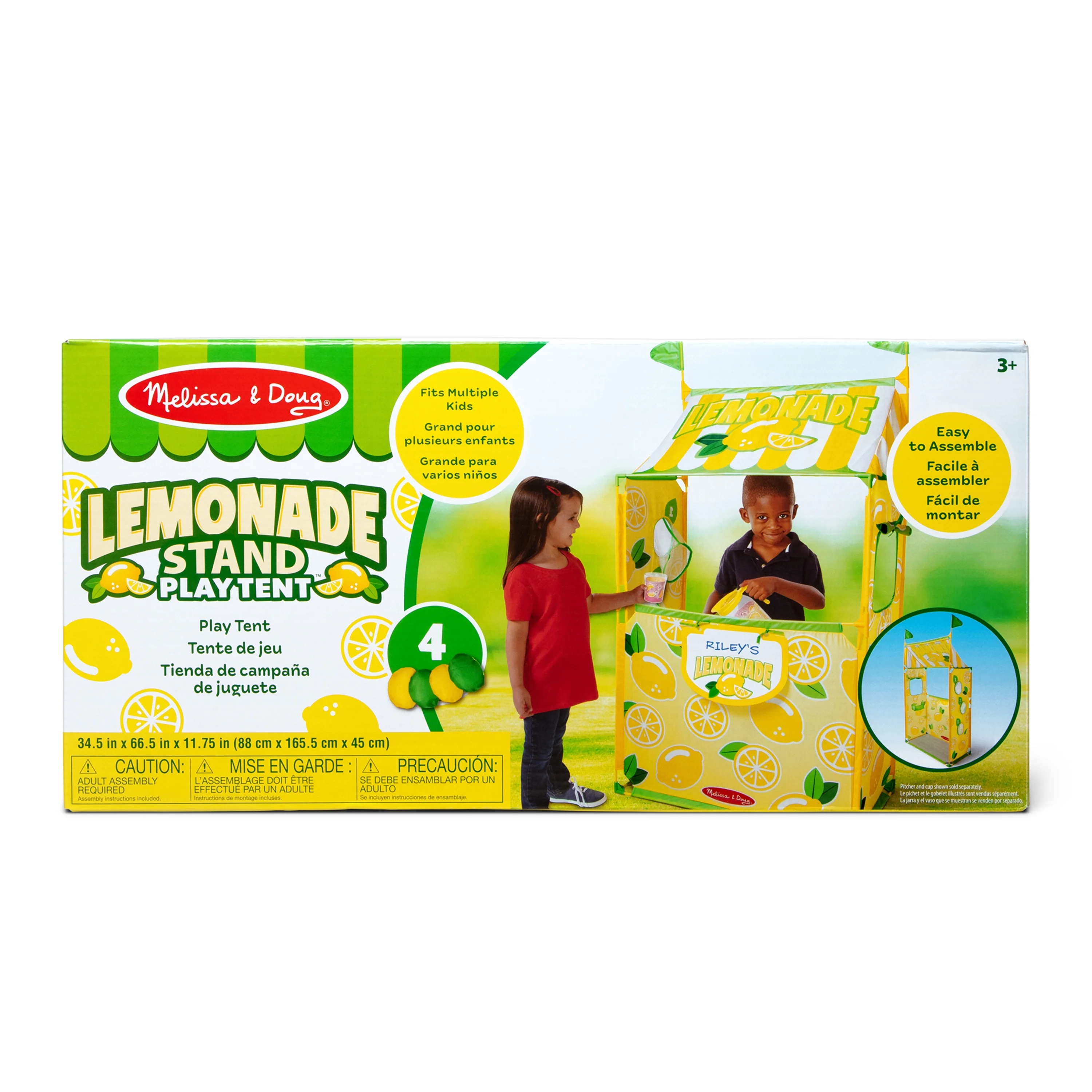 Melissa & Doug Lemonade Stand Play Tent With Beanbag Game, Easy to Assemble, for Toddlers, Preschoolers, and Kids Ages 3+