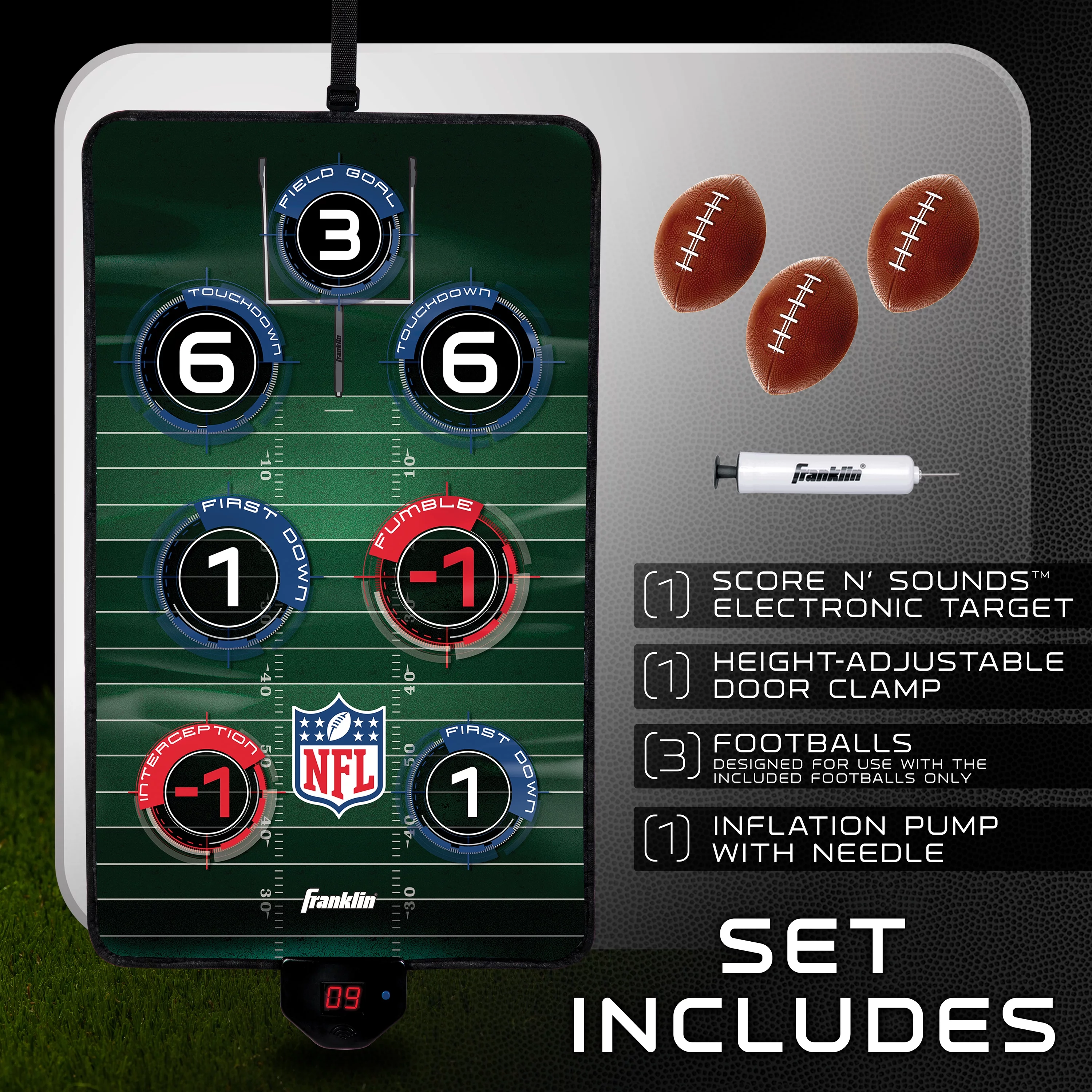 Franklin Sports NFL Electronic Football Target Toss – over the Door Target Game