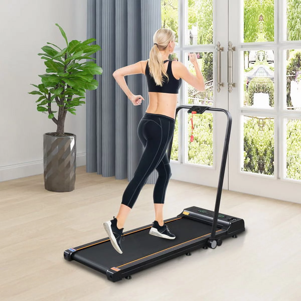 Folding Treadmill, Treadmill for Home with LCD Monitor Motorized, Electric Treadmill Workout Running Machine with Auto Stop Safety Function, Walking Running Machine Equipment for Home Gym