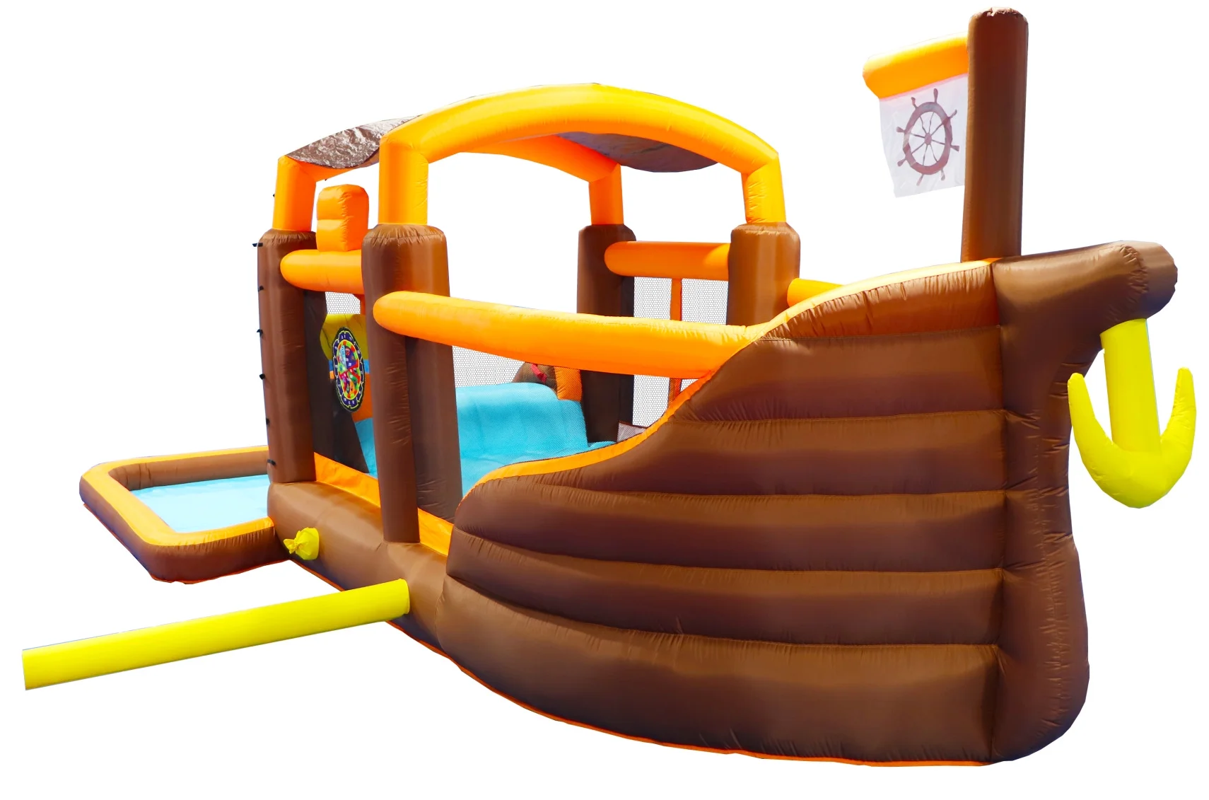 Inflatable Bounce Cruise Ship Slide Water Park with Big Play Pool,Blower and Water Slide,Trampoline Big Bouncing House Playground Slide Water Park Bouncer with Cruise Ship Design Splash Pool