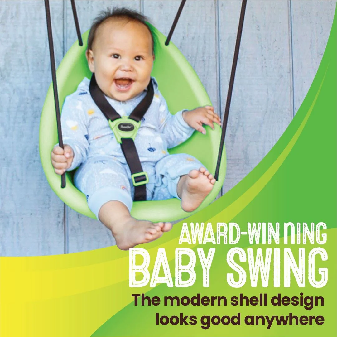 Swurfer Kiwi Baby – Toddler Swing with Foam-Lined Shell, Indoor and Outdoor Toy, Ages 6 Months+, Blue