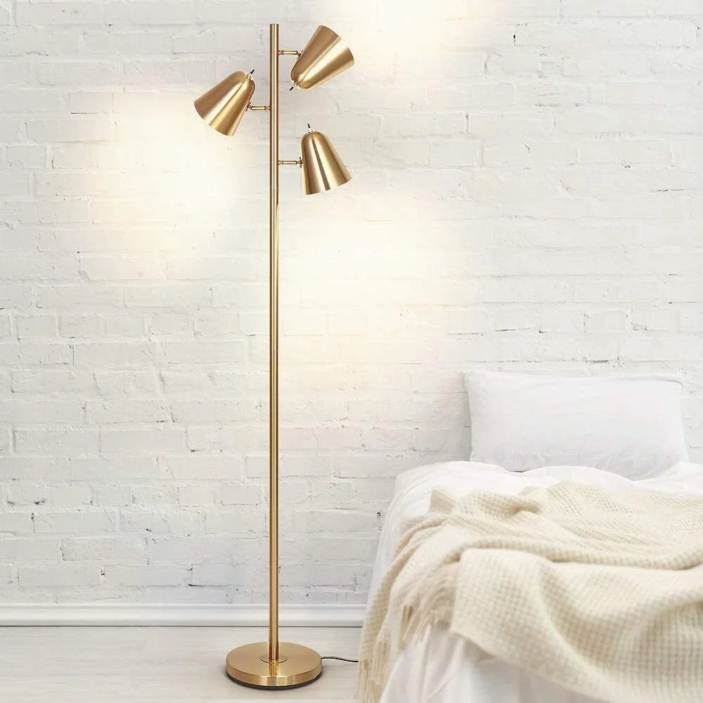 Adjustable Floor Lamp with 3 Light for Living Room Gold