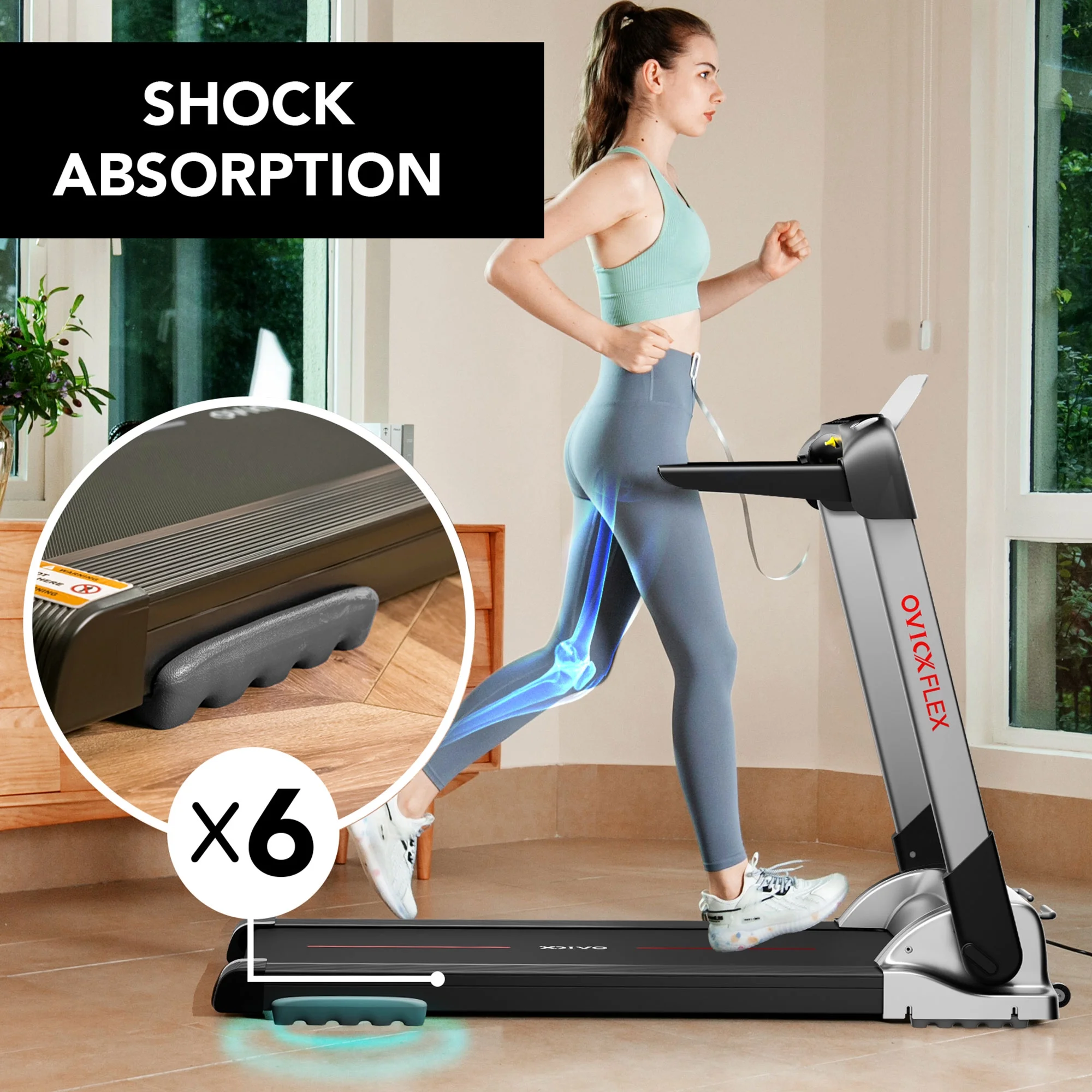 OVICX Portable Folding Flex Treadmill w/ Bluetooth & Fitness Tracking App