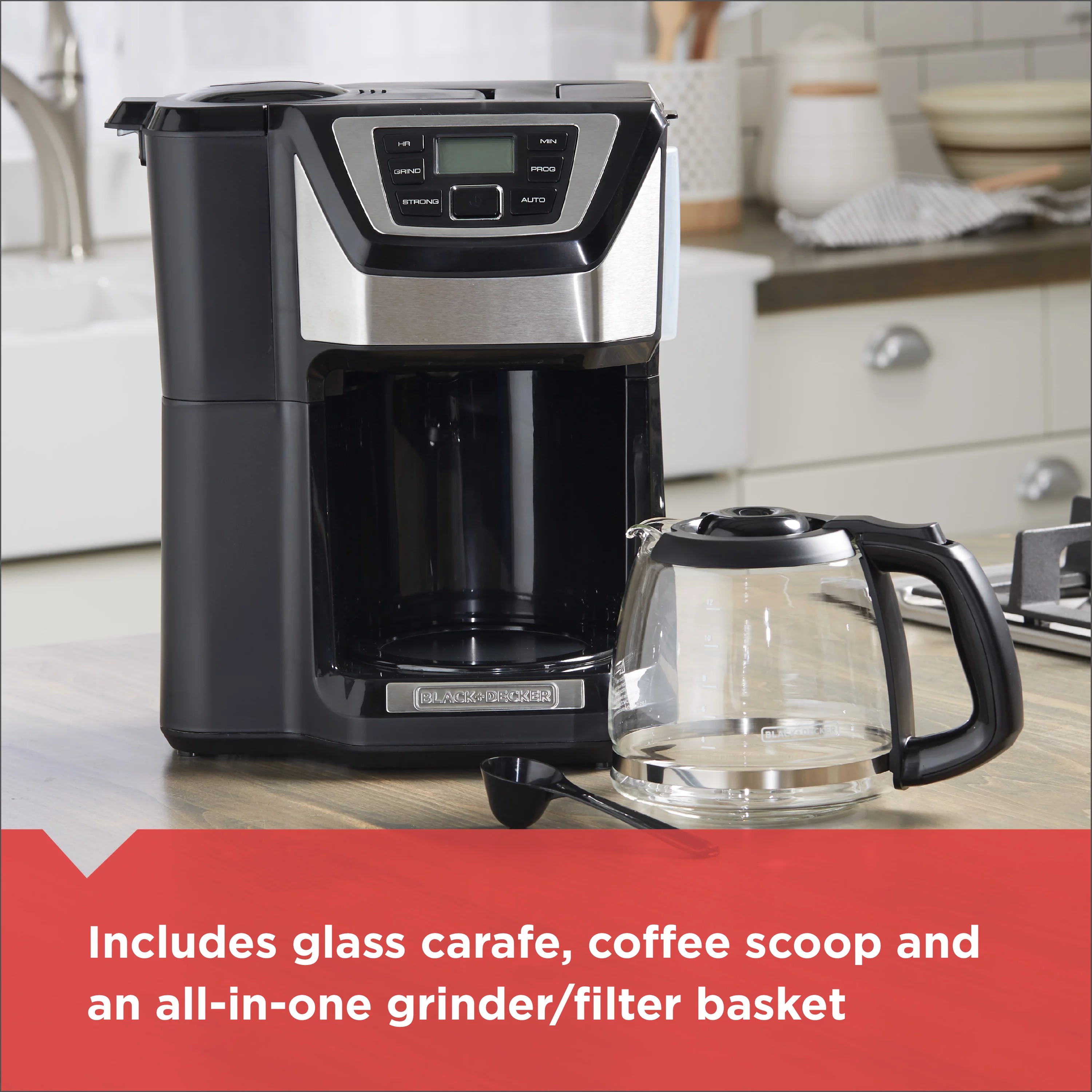 Black & Decker 12 Cup Mill and Brew Black & Stainless Steel Coffee Maker