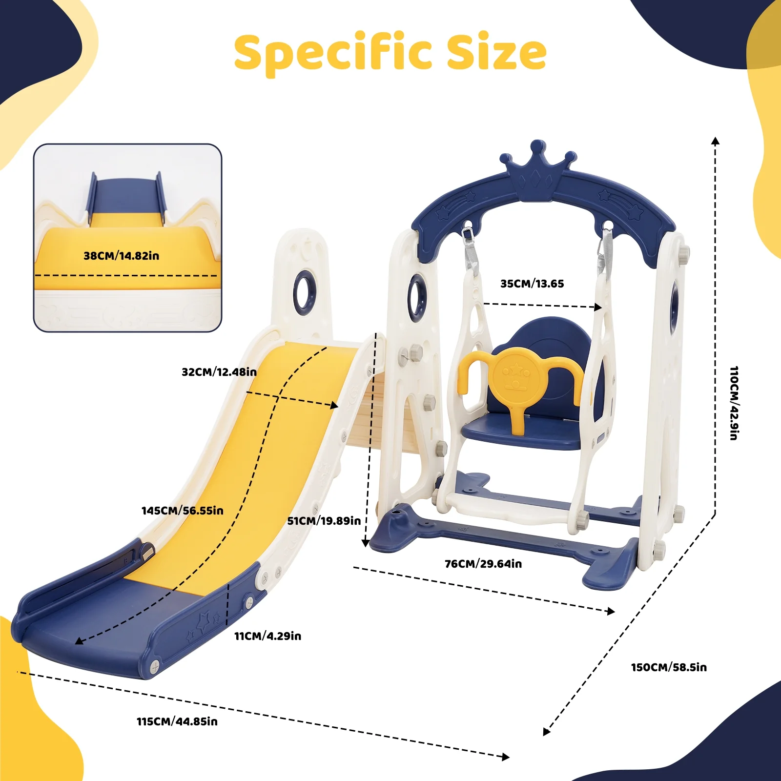 Toddler Slide and Swing Set 4 in 1 Baby Slide Climber Playset with Swing Slide Basketball Kids Slide and Swing Set Indoor Outdoor Backyard Toys for Toddlers Boy Girl