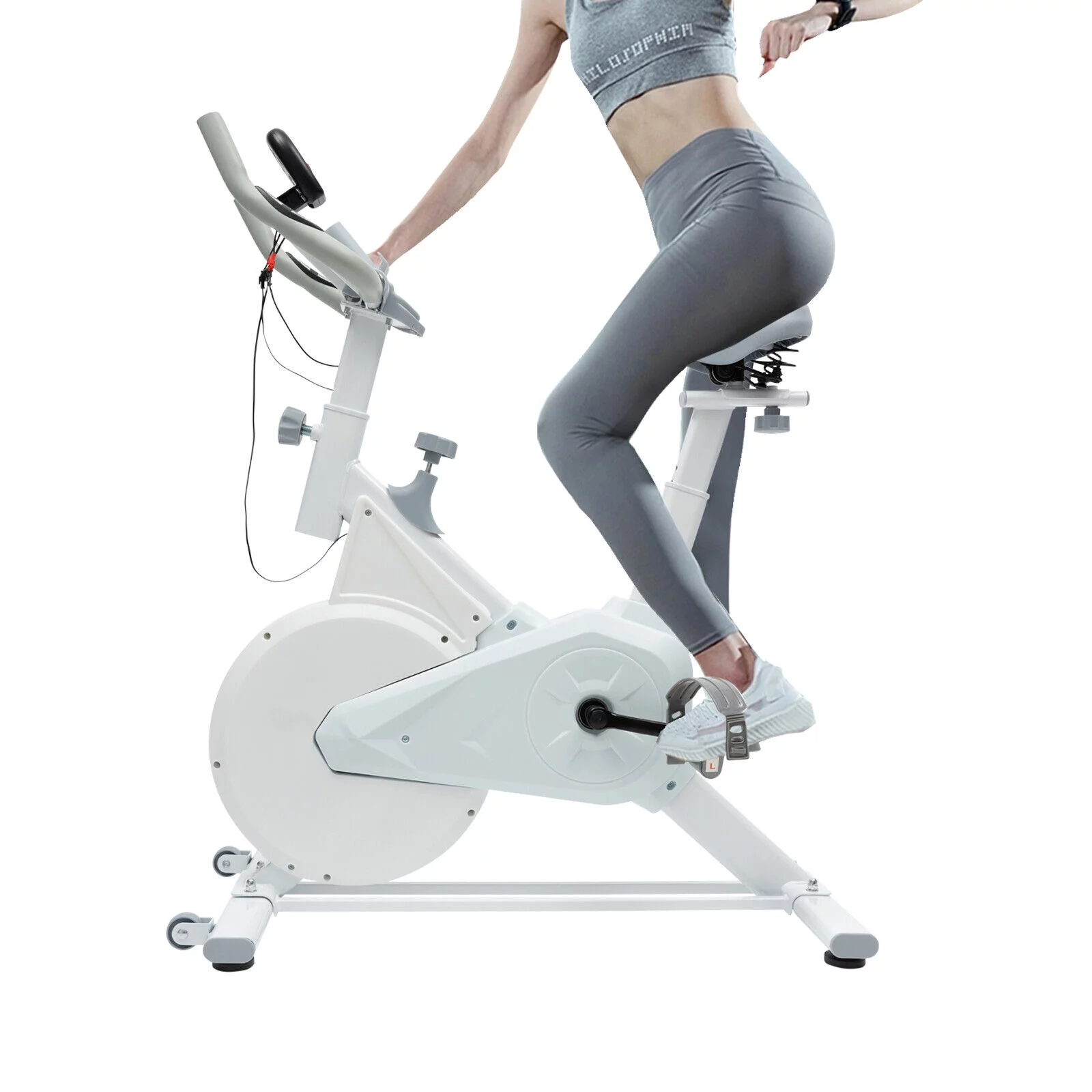 Indoor Cycling Exercise Bike,Stationary Exercise Bikes Home Cardio Workout Bicycle 180lb White