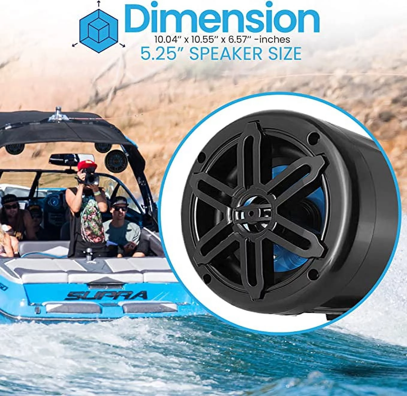 Pyle 5.25?? Waterproof Off-Road Speakers – 180W 2-Way Marine Woofer Sound System w/ 360?? Rotatable Includes Bracket(Black)