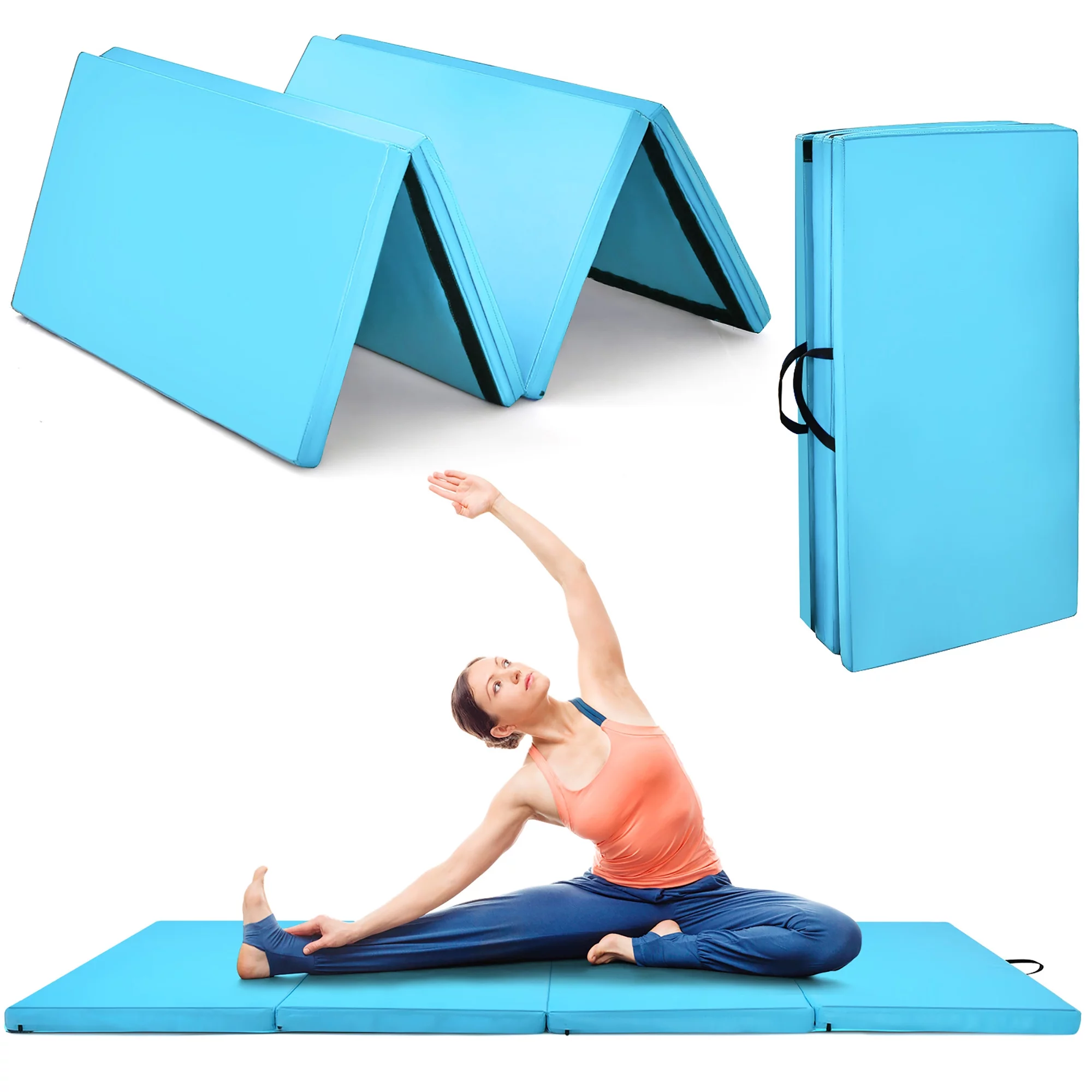 Costway 4’x8’x2” Gymnastics Mat Thick Folding Panel Aerobics Exercise Gym Fitness Navy