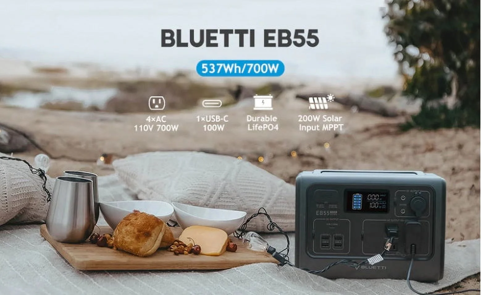 BLUETTI EB55 PORTABLE POWER STATION | 700W 537WH