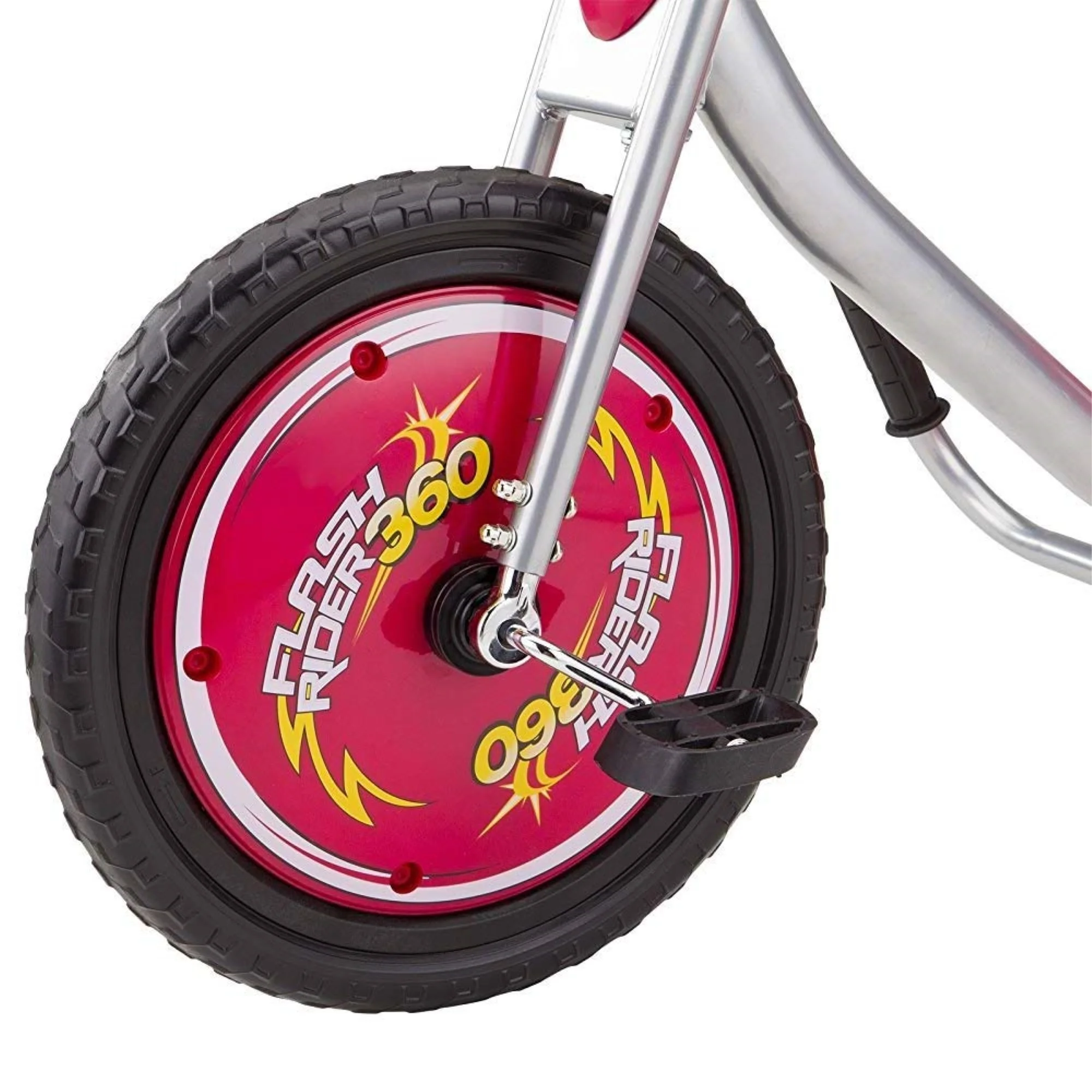 Razor FlashRider 360 Tricycle with Sparks – Red, 16″ Front Wheel, Welded Steel Frame Trike, Ride-On Toy for Kids Ages 6 and Up, Unisex