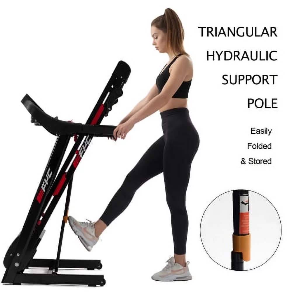 3.5HP Folding Treadmill with 330LB Capacity Electric Walking Machine with Bluetooth, Home Exercise